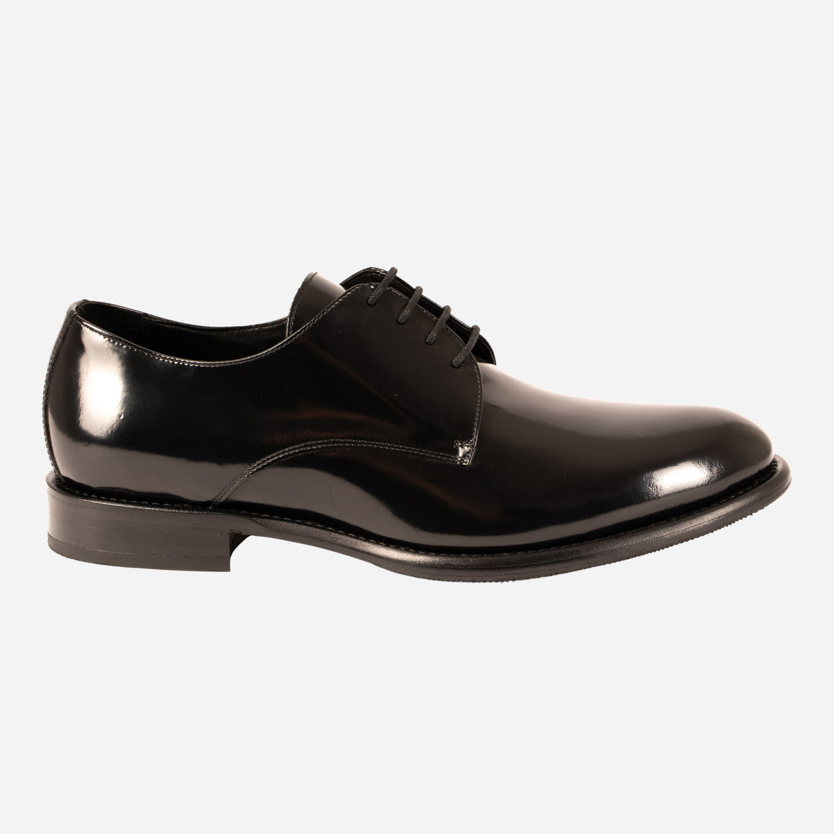MORES - Derby in Pelle Liscia Nera<BR/> MORES -ABRNRO CALZOLERIA TOSCANA 39