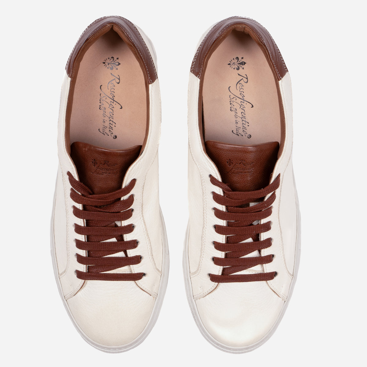 CORIO - Sneakers in Pelle Bianca e Marrone CORIO -NTRMRR ROSSO FIORENTINO