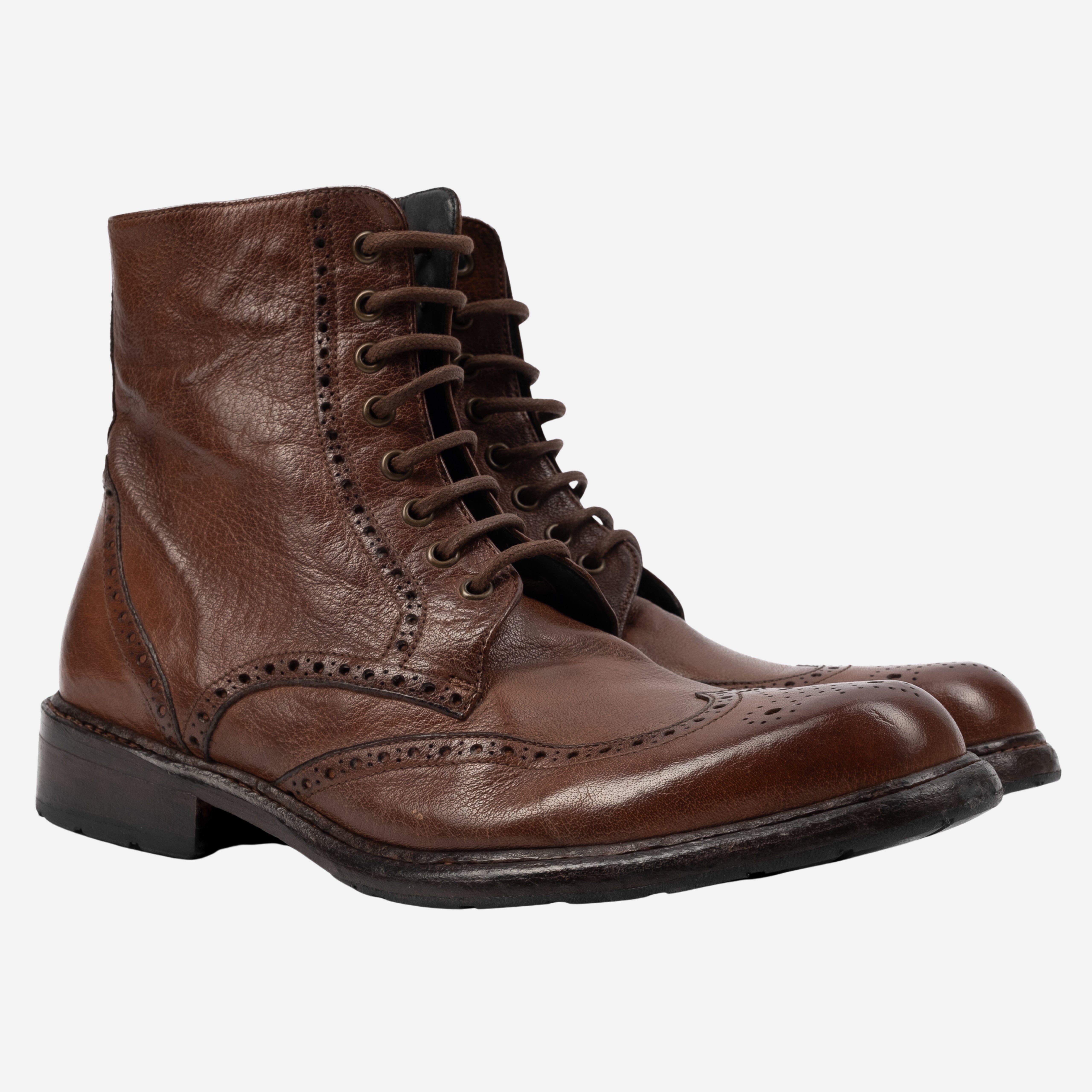VERONA - Stivaletto allacciato Marrone<BR/> VERONA -MRR ROSSO FIORENTINO