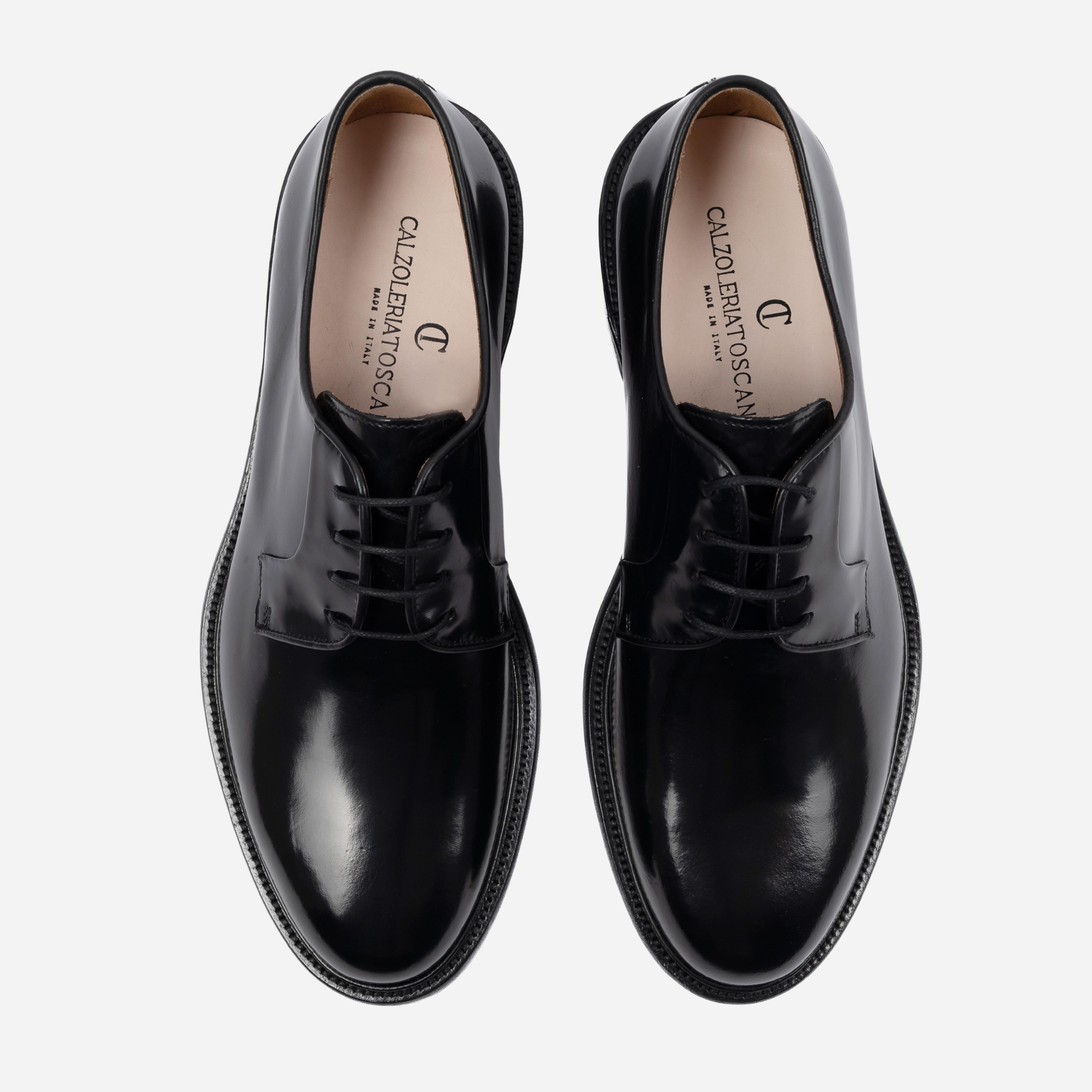 KIMON Derby in Pelle Liscia nero<BR/> KIMON -ABRNRO CALZOLERIA TOSCANA 39