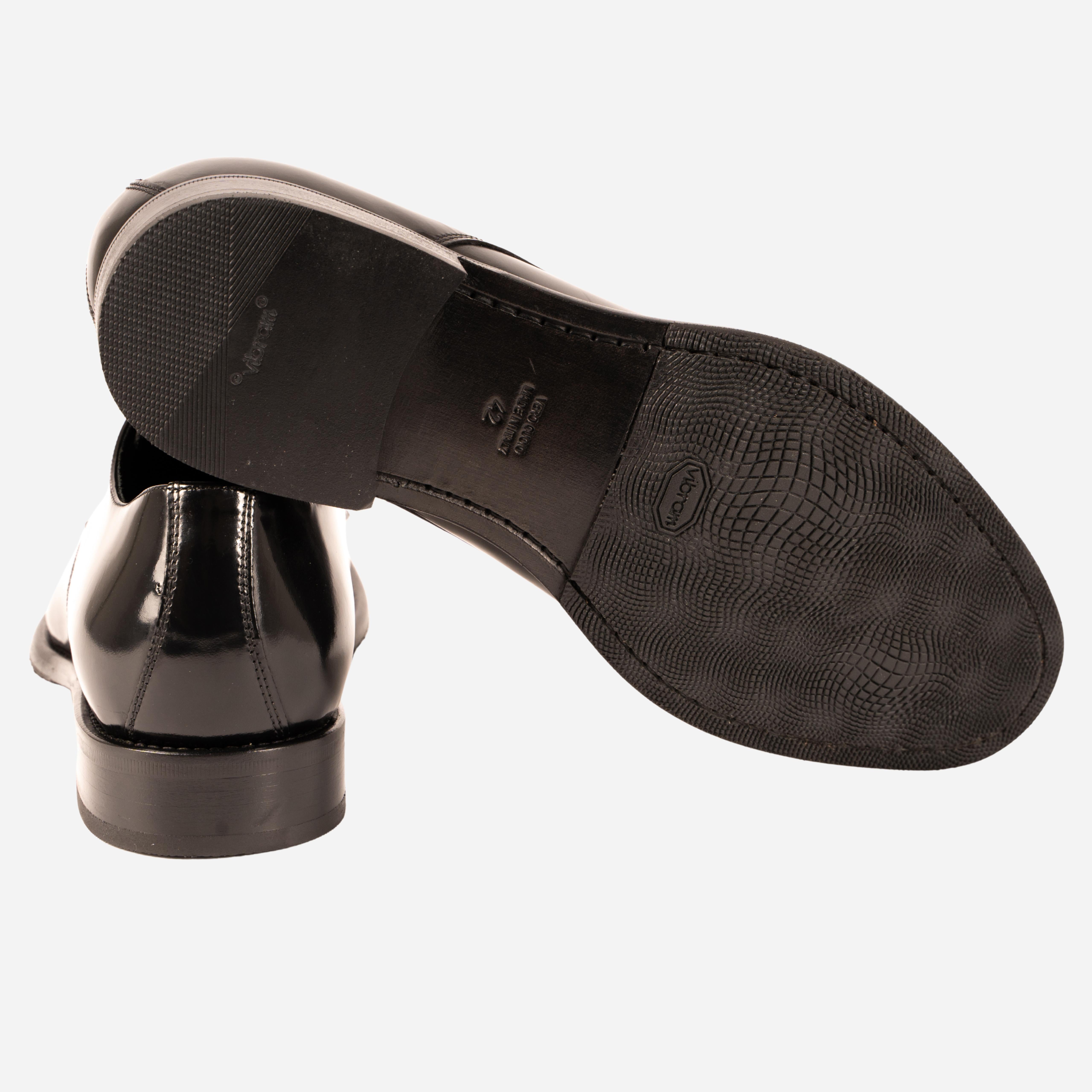 MORES Derby in Pelle Liscia Nera<BR/> MORES -ABRNRO CALZOLERIA TOSCANA 39