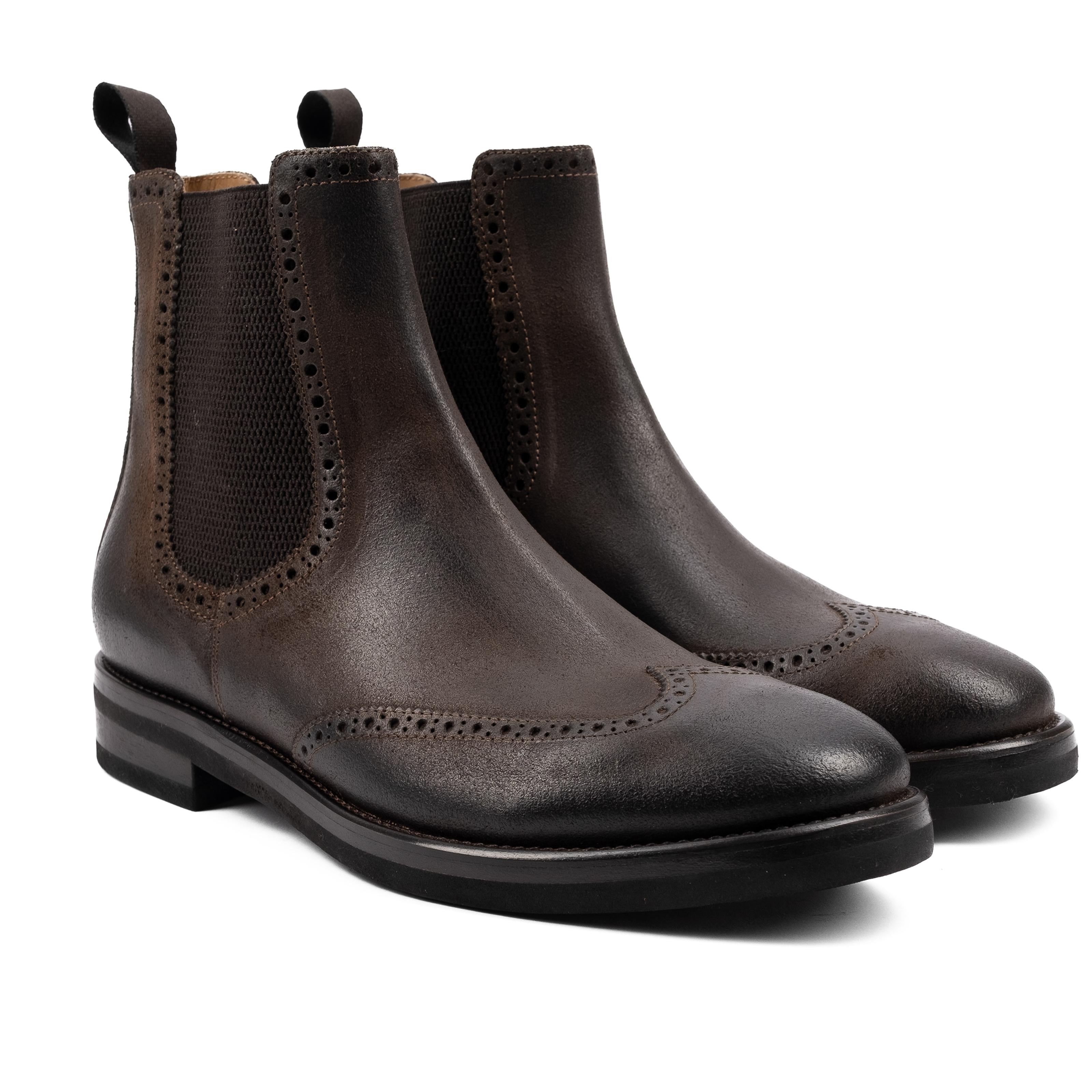 TARZO Chelsea Boot Marrone rovinato<BR/> TARZO -WAXTDM CALZOLERIA TOSCANA 39
