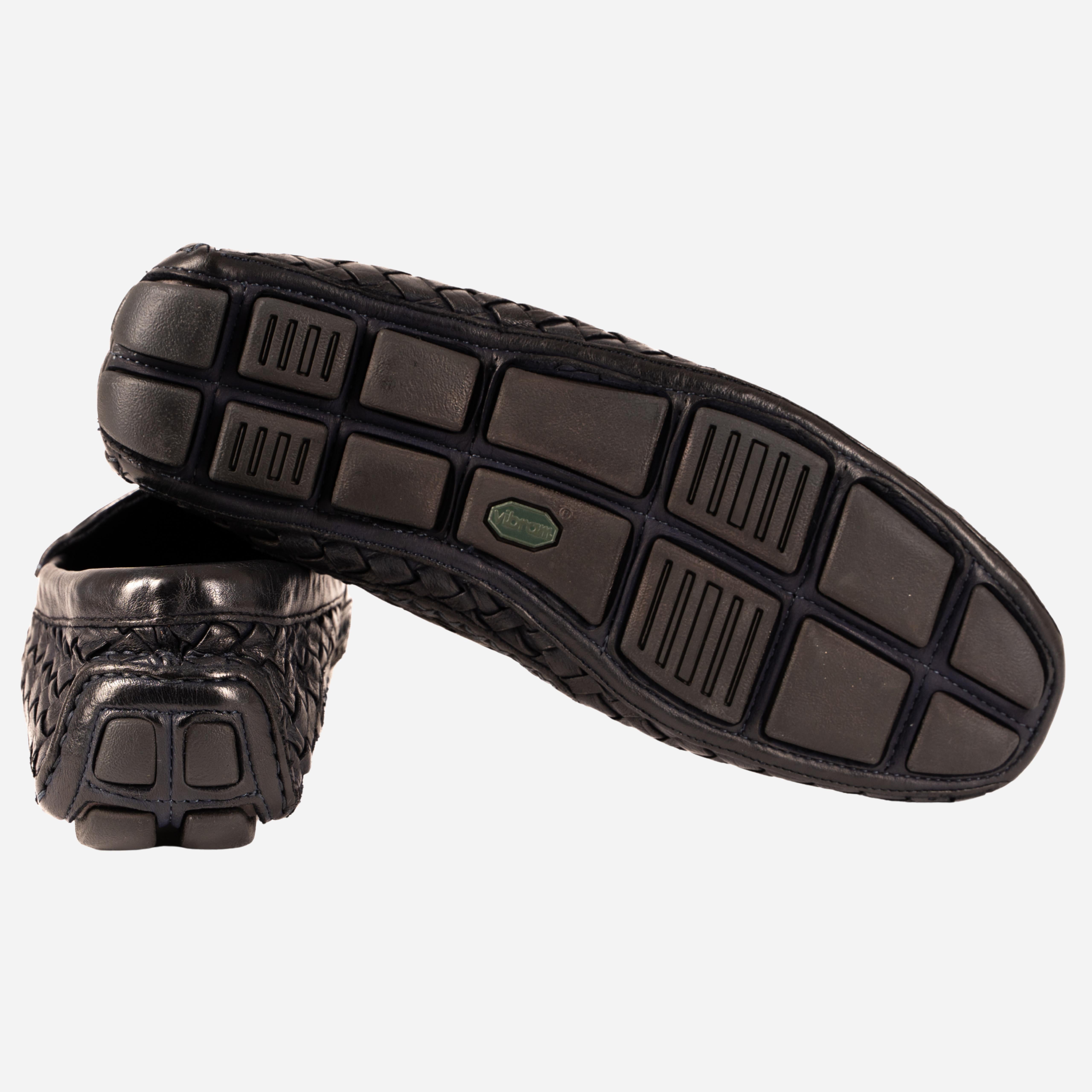 TIVOLI Mocassino Intrecciato Blu<BR/> TIVOLI -BLU ROSSO FIORENTINO