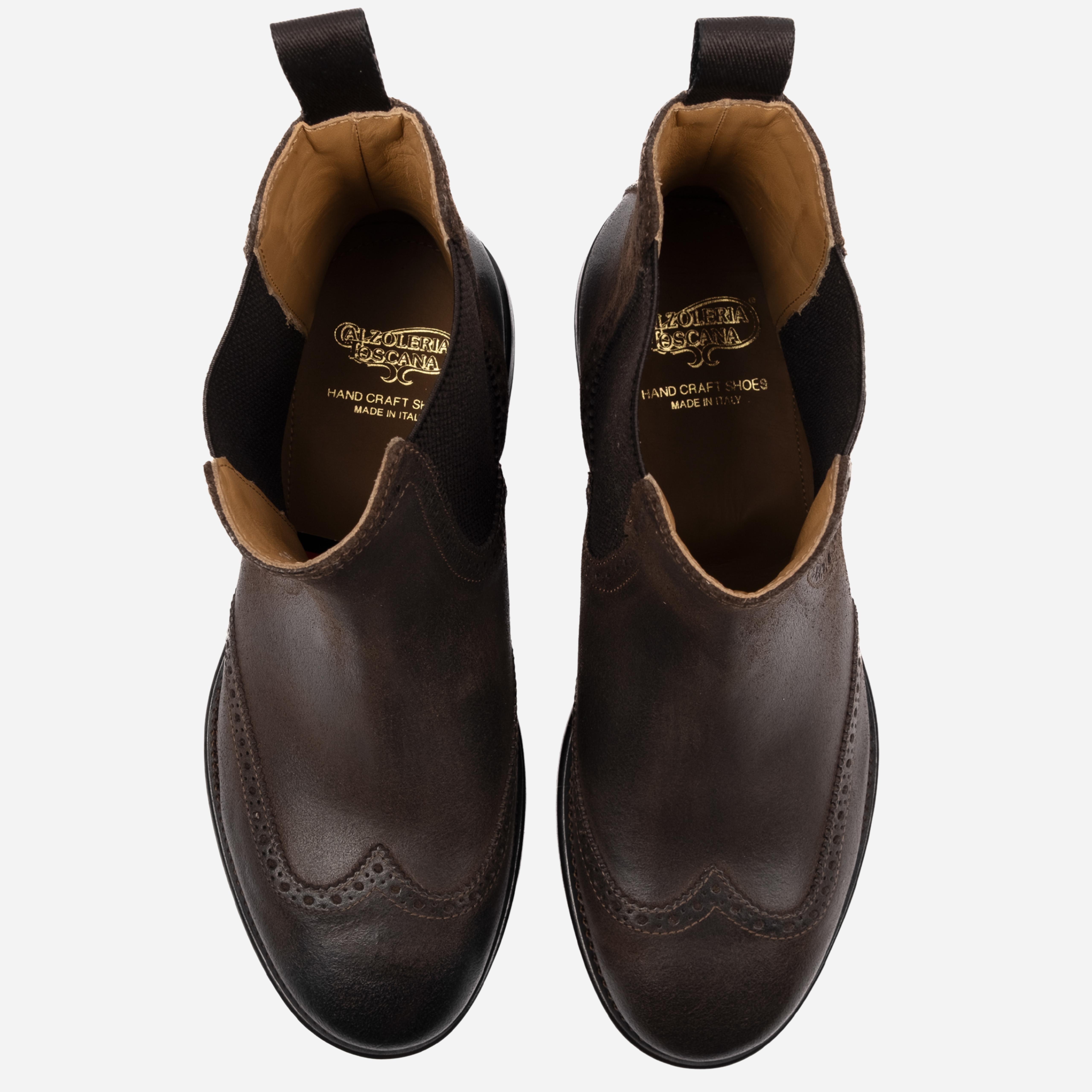 TARZO Chelsea Boot Marrone rovinato<BR/> TARZO -WAXTDM CALZOLERIA TOSCANA 39