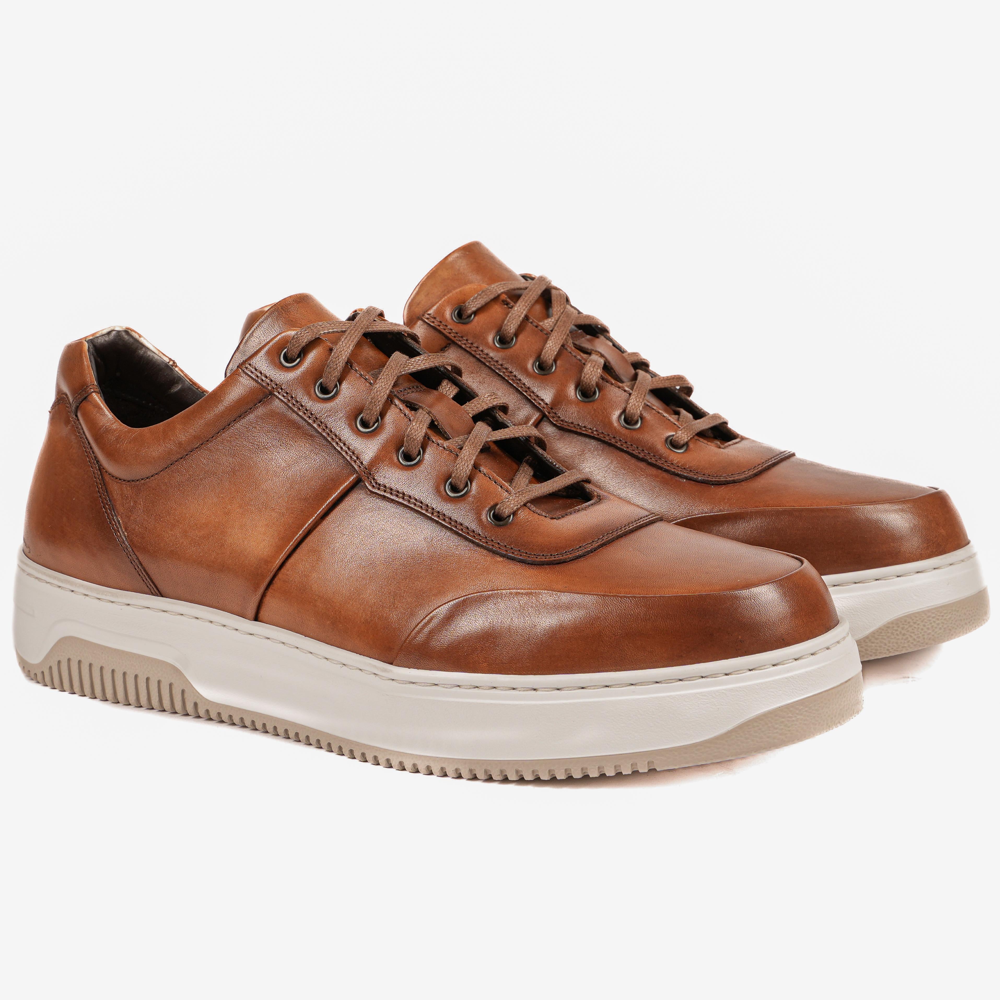 RIVES Sneakers in pelle color marrone Cammello<BR/> RIVES -SHDCMM ROSSO FIORENTINO
