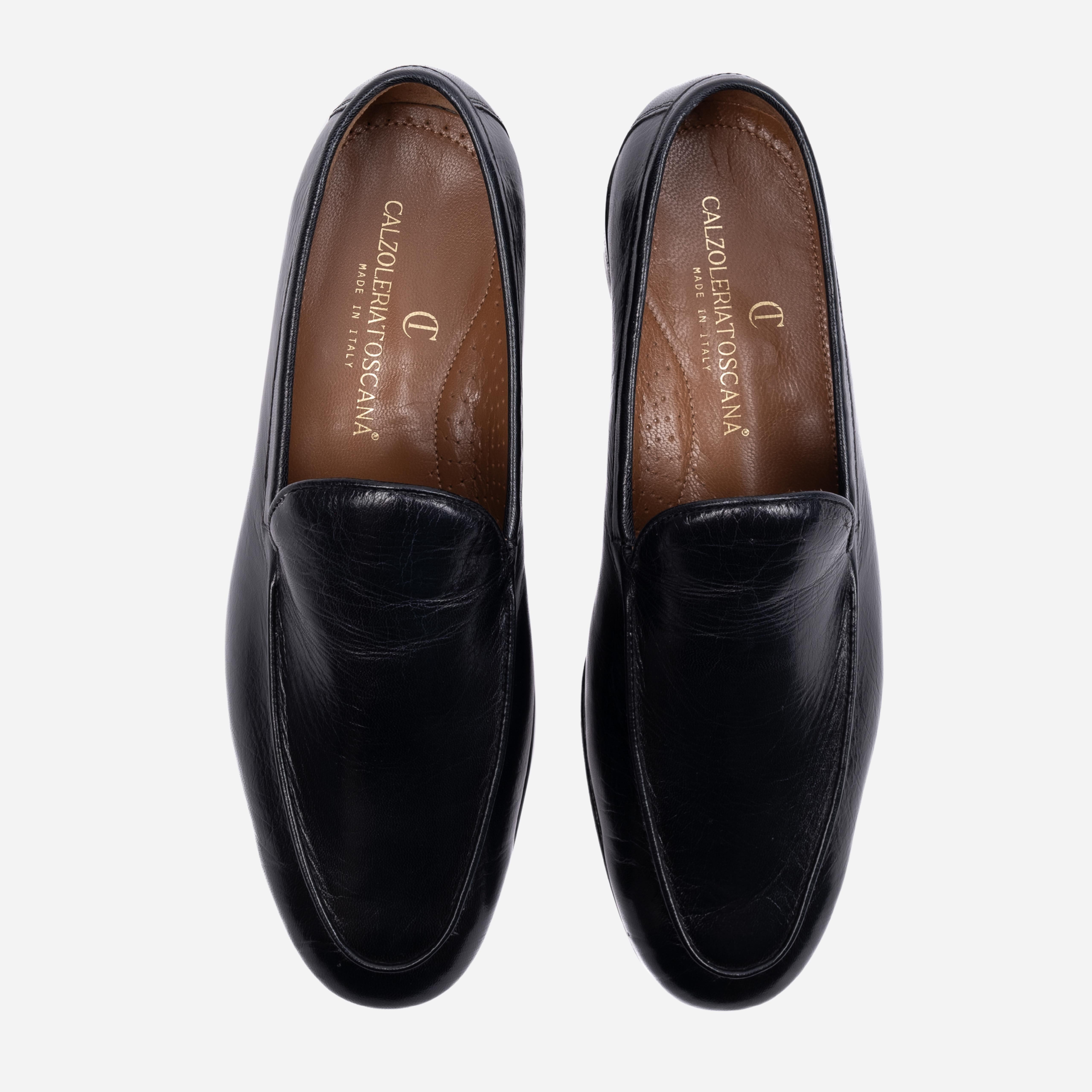 LIERNA Mocassino Loafer in Pelle Liscia Nero<BR/> LIERNA -NRO CALZOLERIA TOSCANA 39