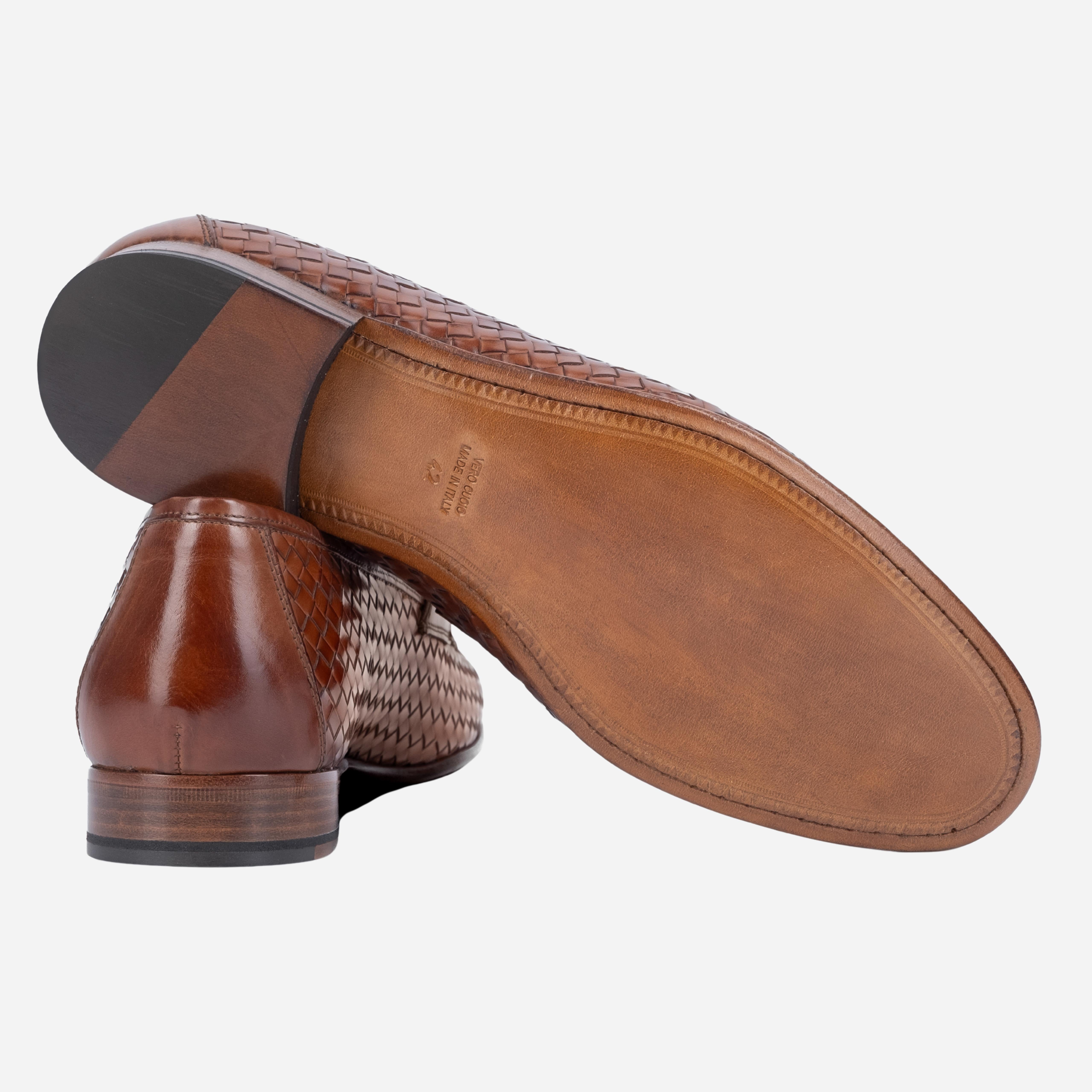 FORANO Mocassino Loafer intrecciato Mogano FORANO -MGN CALZOLERIA TOSCANA 39