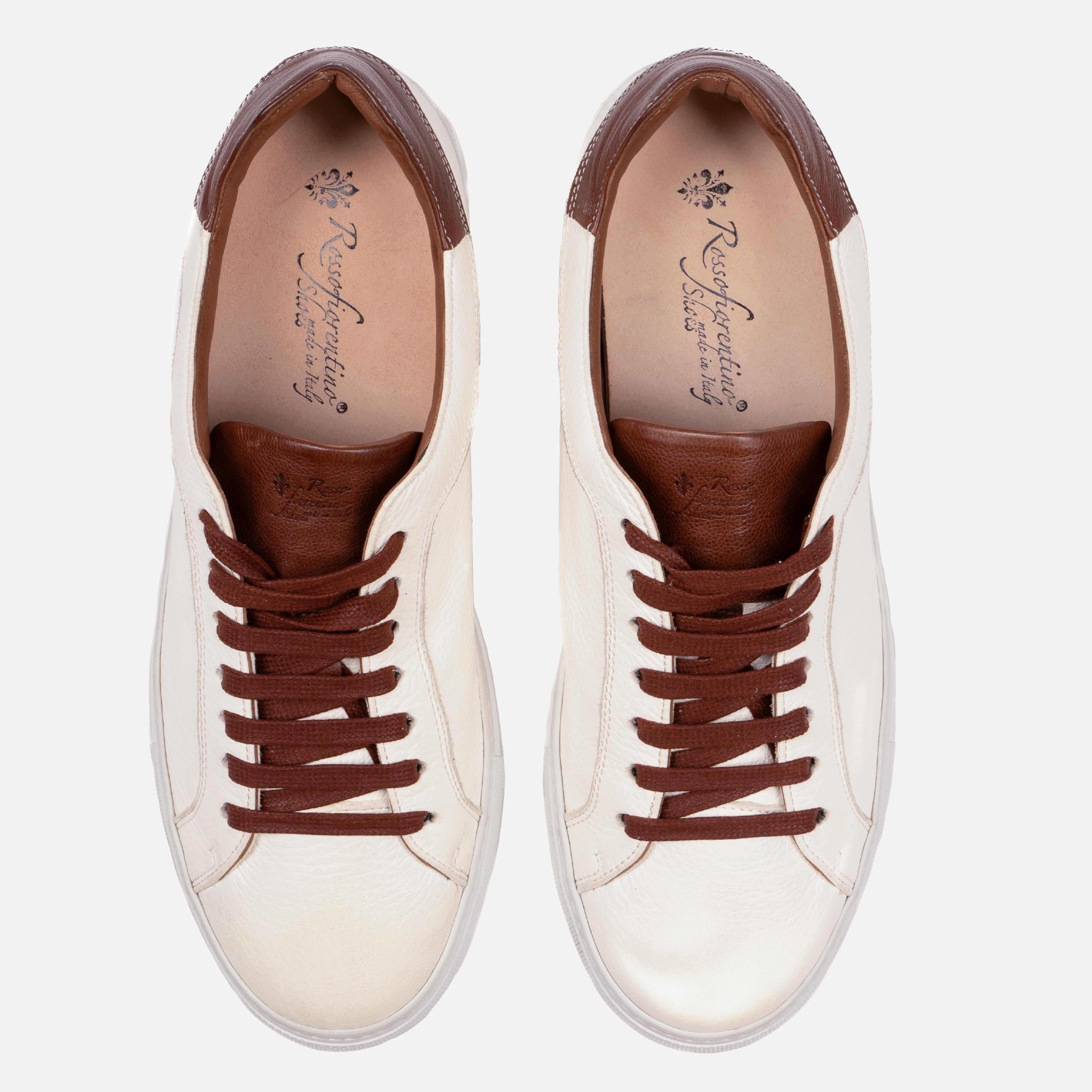 CORIO Sneakers in Pelle Bianca e Marrone CORIO -NTRMRR ROSSO FIORENTINO