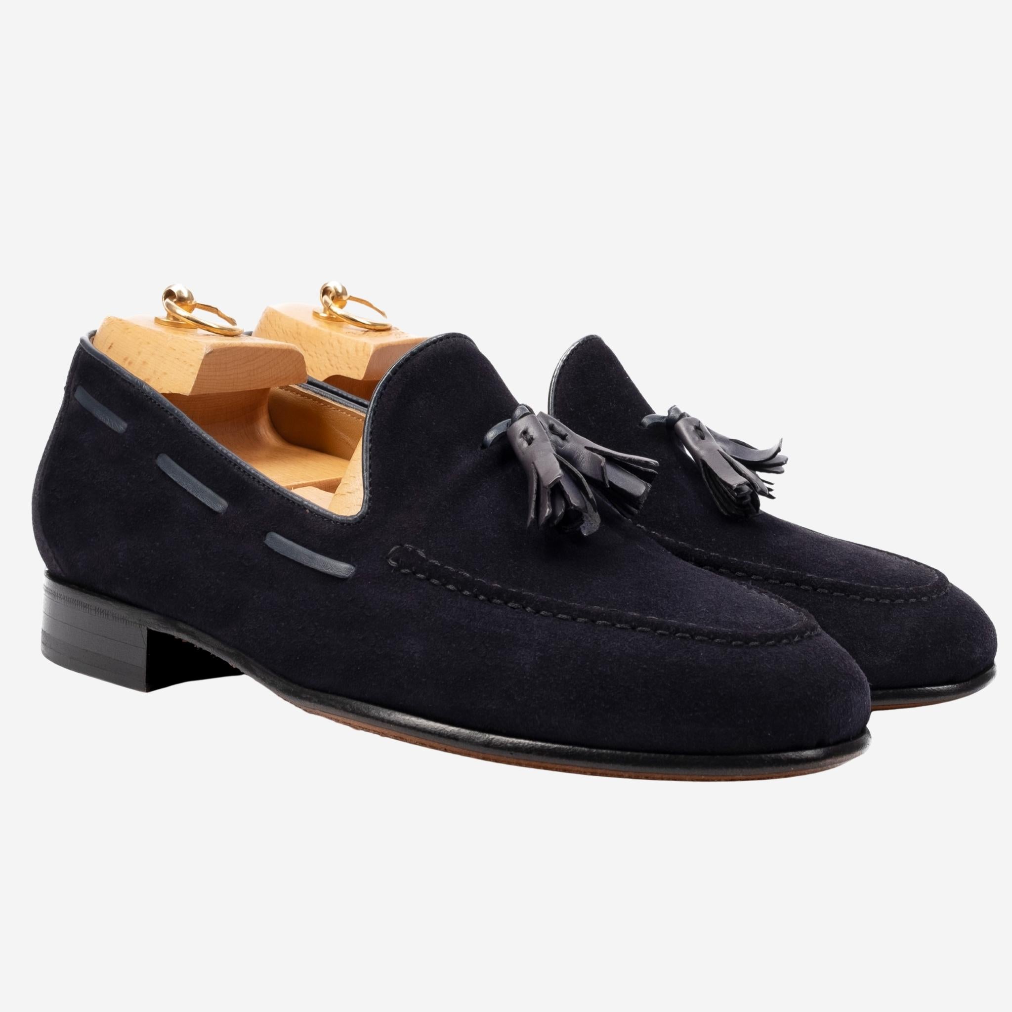LAION Mocassino Loafer con Nappine Scamosciato Blu<BR/><BR/> LAION -BLUBLU CALZOLERIA TOSCANA 39