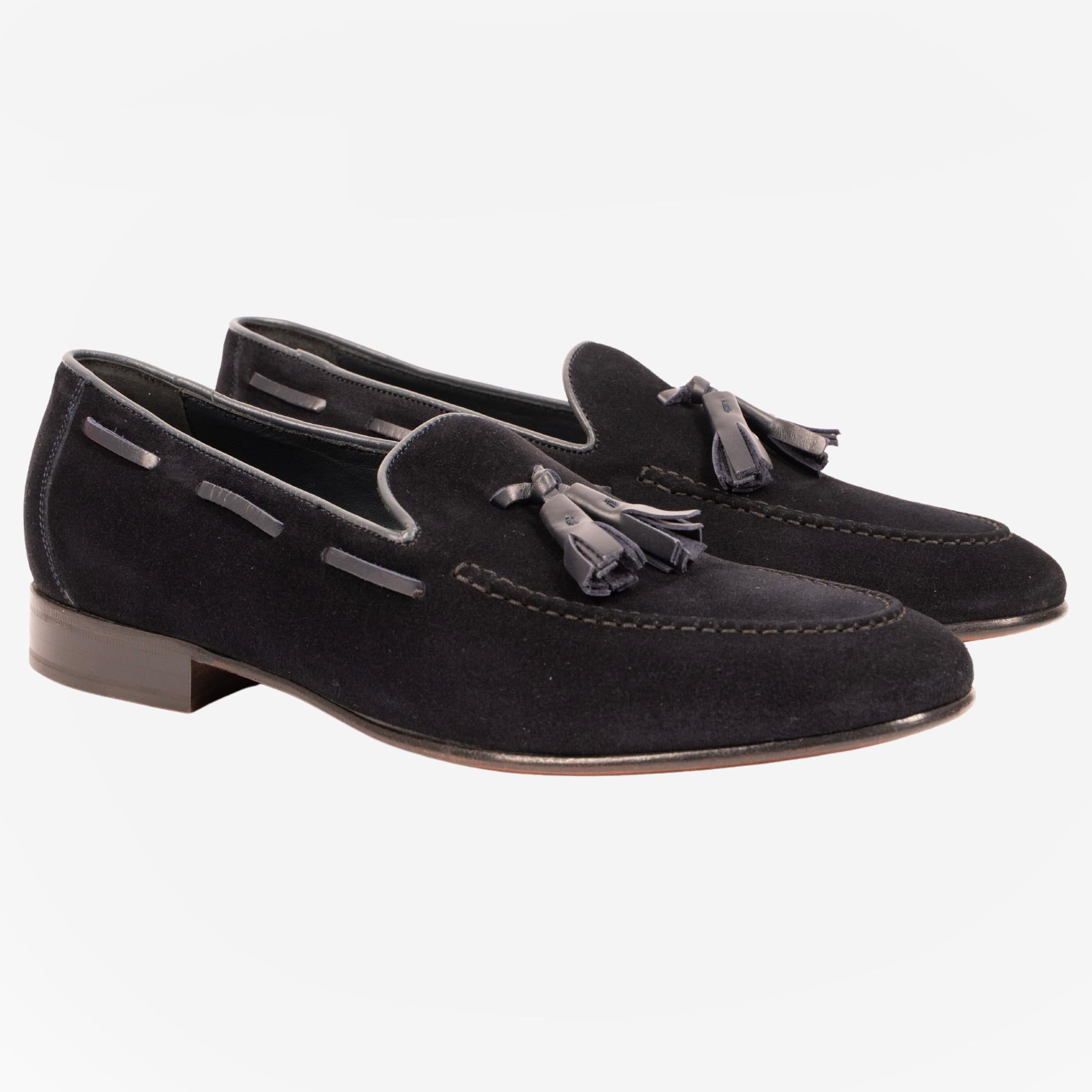 LAION - Mocassino Loafer con Nappine Scamosciato Blu<BR/><BR/> LAION -BLUBLU CALZOLERIA TOSCANA 339