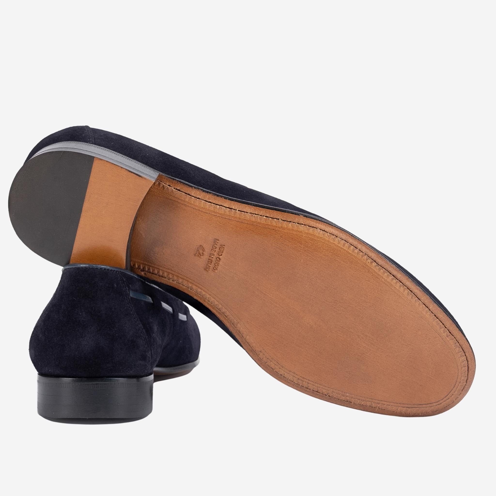 LAION Mocassino Loafer con Nappine Scamosciato Blu<BR/><BR/> LAION -BLUBLU CALZOLERIA TOSCANA 39