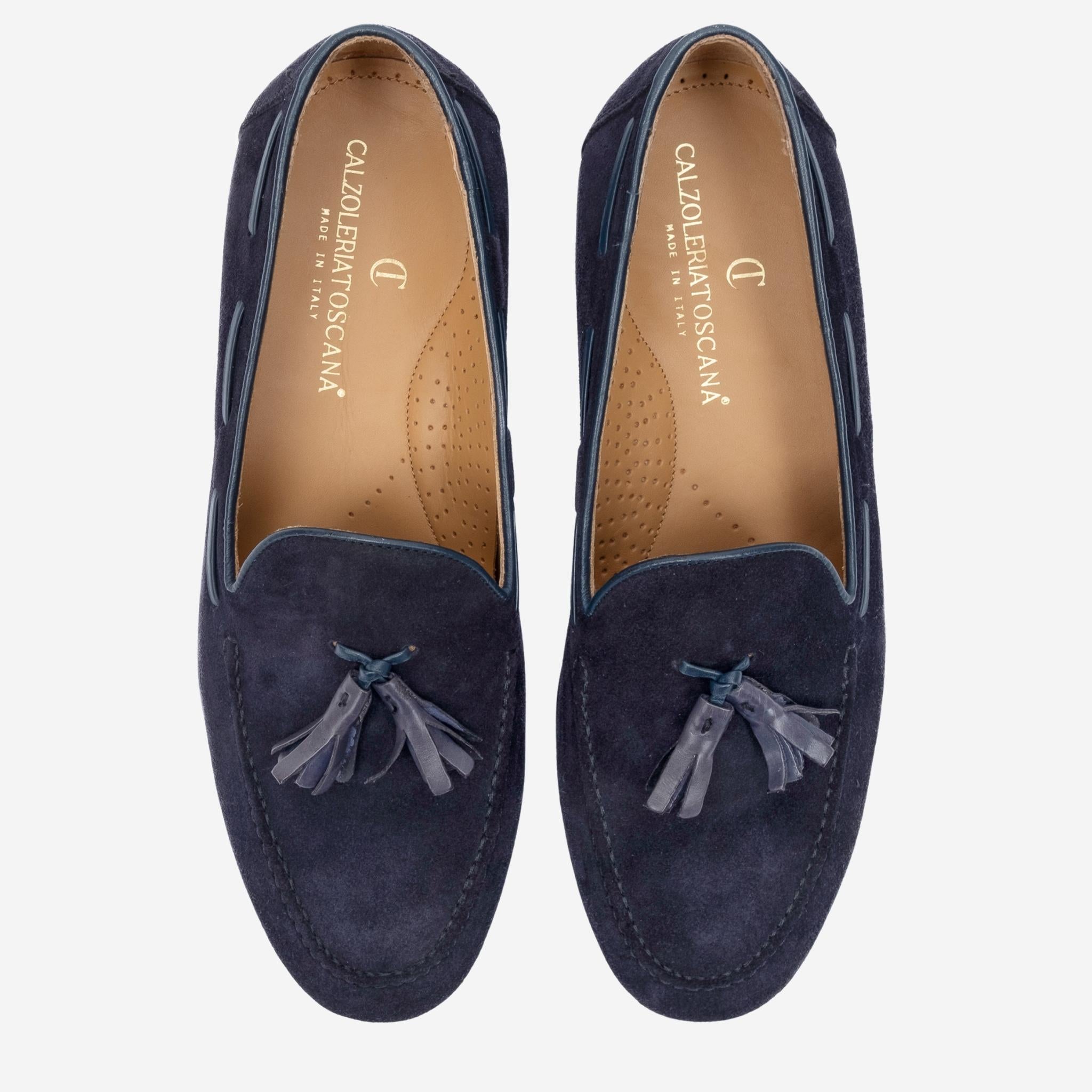 LAION Mocassino Loafer con Nappine Scamosciato Blu<BR/><BR/> LAION -BLUBLU CALZOLERIA TOSCANA 39