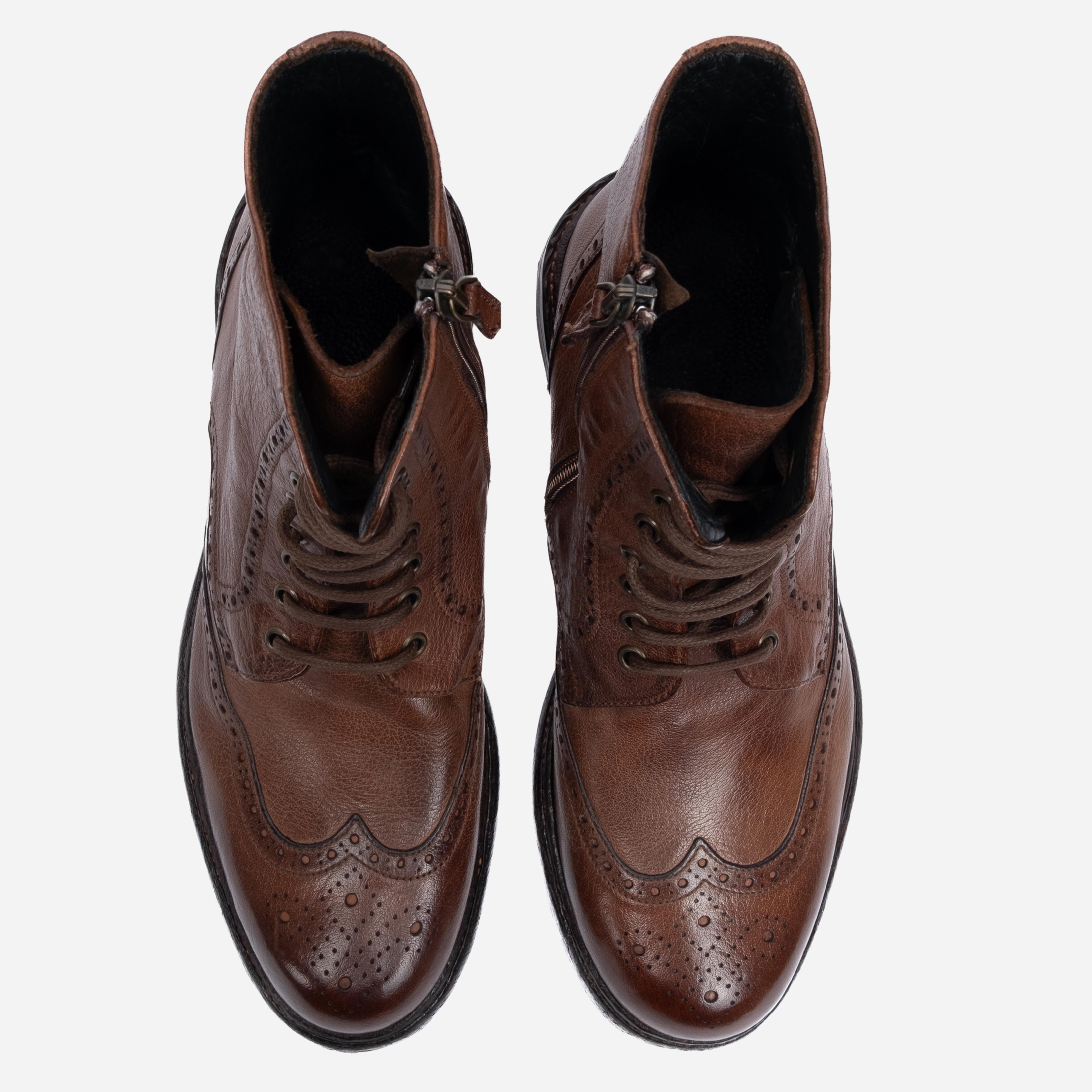 VERONA Stivaletto allacciato Marrone<BR/> VERONA -MRR ROSSO FIORENTINO