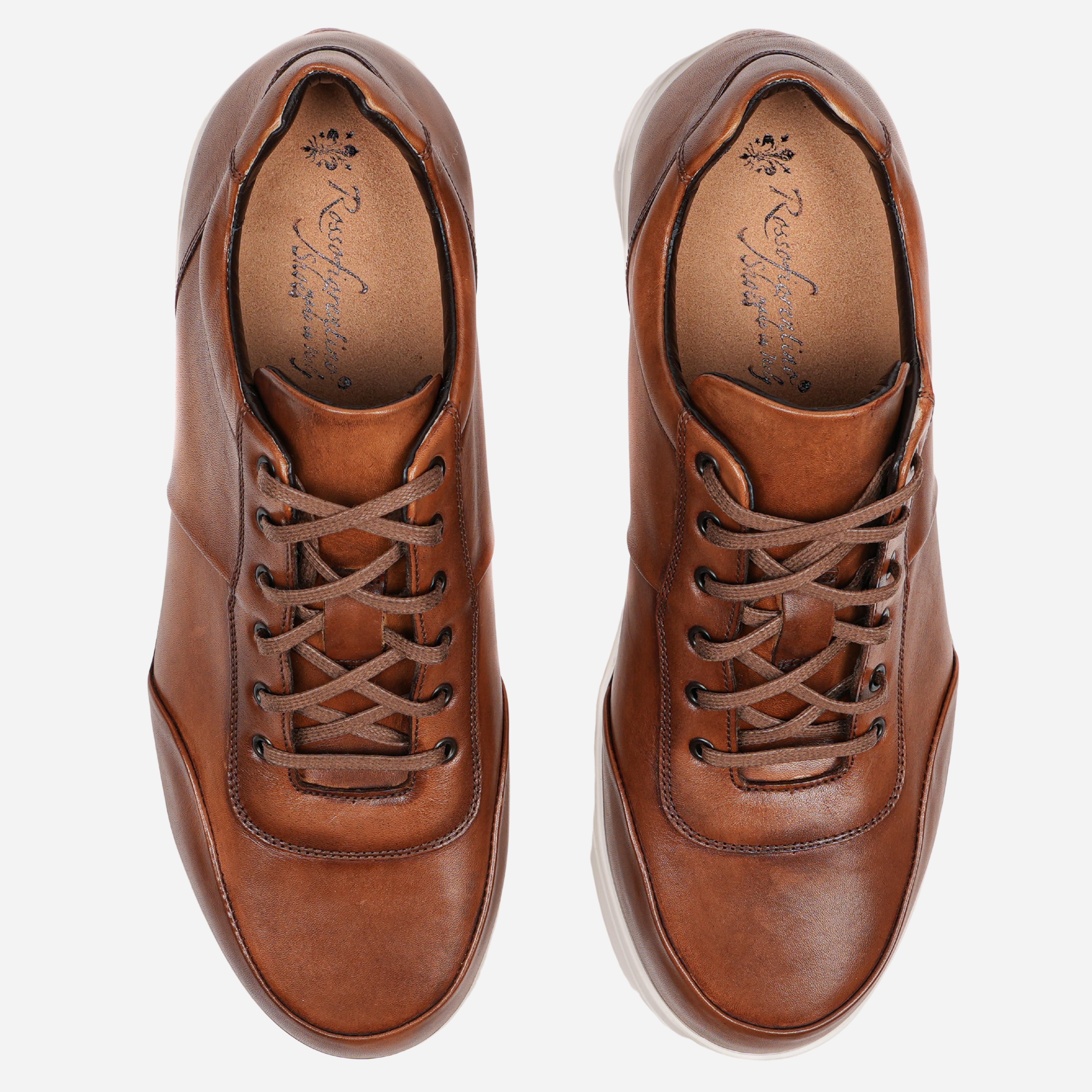 RIVES Sneakers in pelle color marrone Cammello<BR/> RIVES -SHDCMM ROSSO FIORENTINO