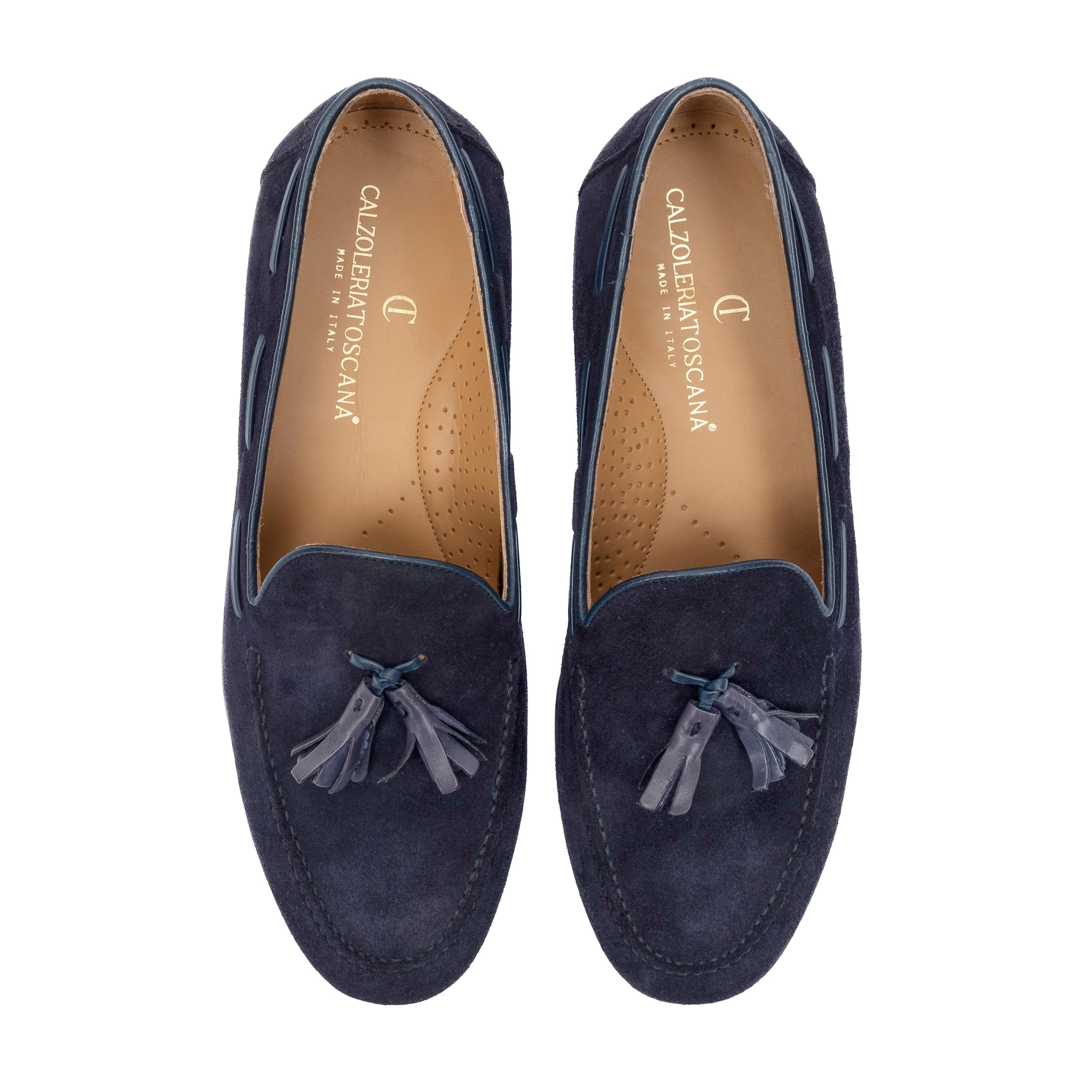 LAION Mocassino Loafer con Nappine Scamosciato Blu<BR/><BR/> LAION -BLUBLU CALZOLERIA TOSCANA 39