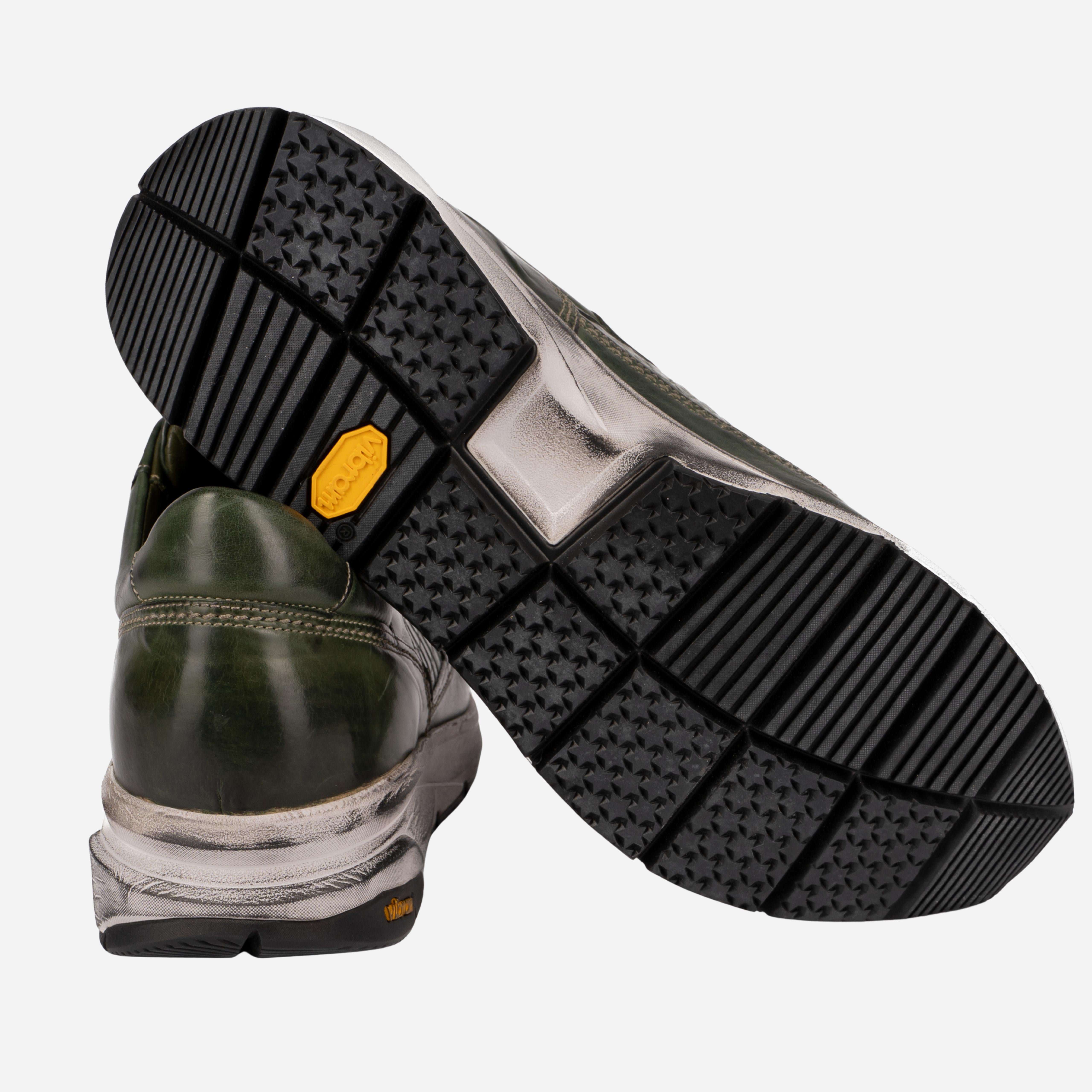 CAIANO Sneakers in Vitello e Coccodrillo Verde CAIANO -VRDVRD ROSSO FIORENTINO