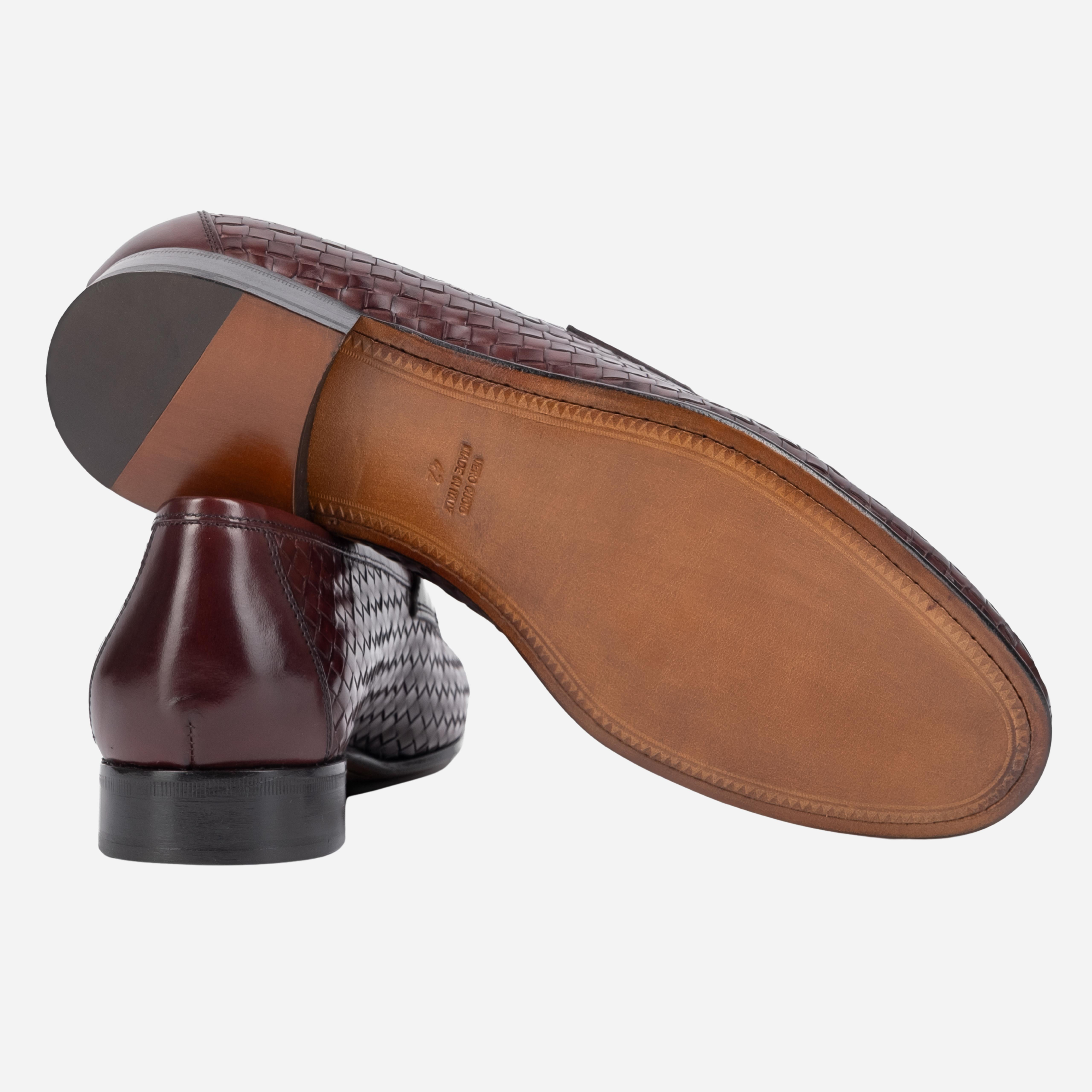 FORANO Mocassino Loafer intrecciato Bordeaux<BR/> FORANO -BRD CALZOLERIA TOSCANA 39