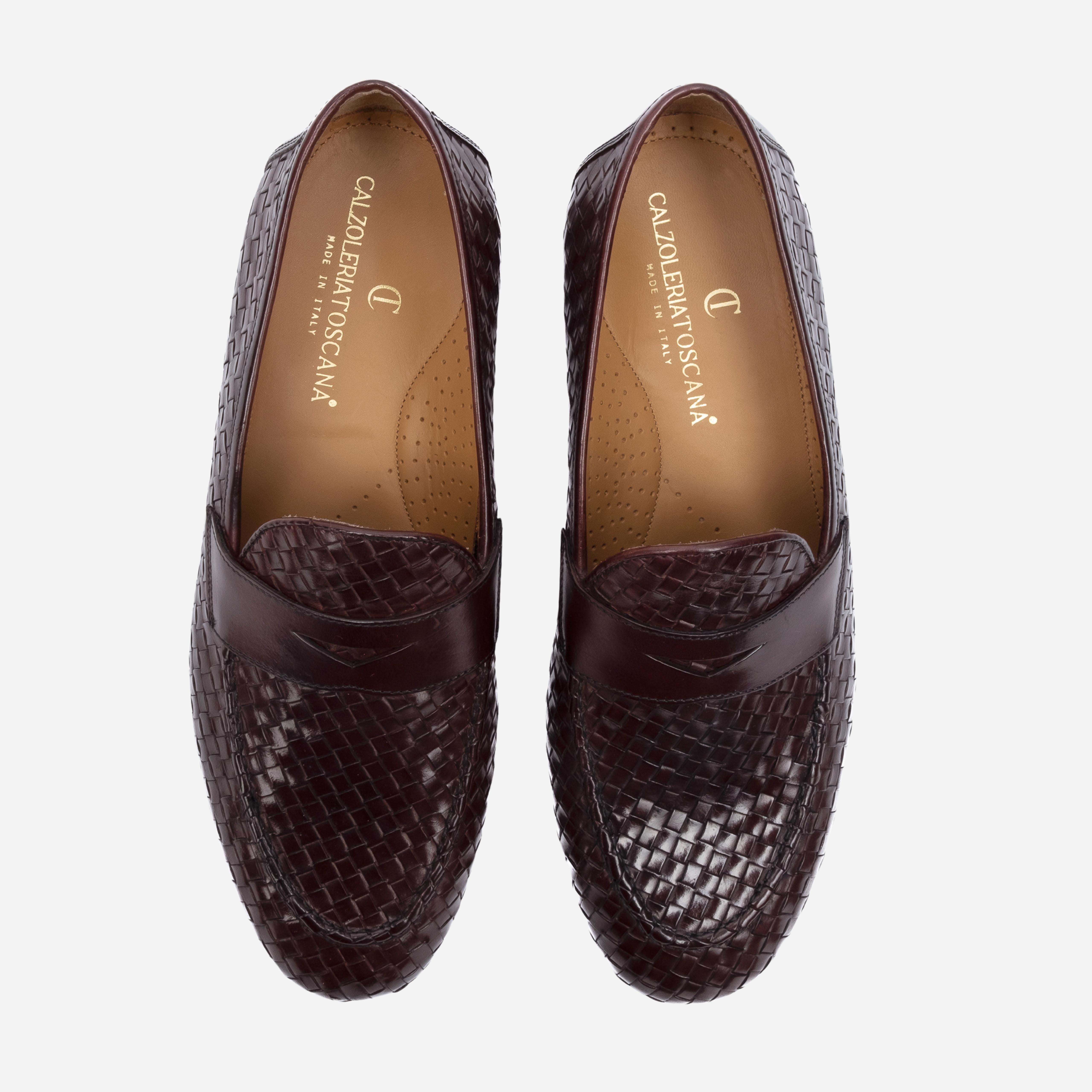 FORANO Mocassino Loafer intrecciato Bordeaux<BR/> FORANO -BRD CALZOLERIA TOSCANA 39