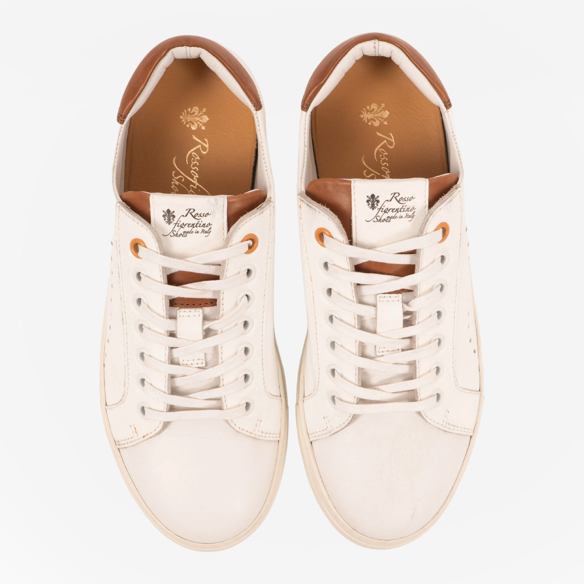 Modica - Sneakers Bianco e cuoio MODICA -BNCCUO ROSSO FIORENTINO 