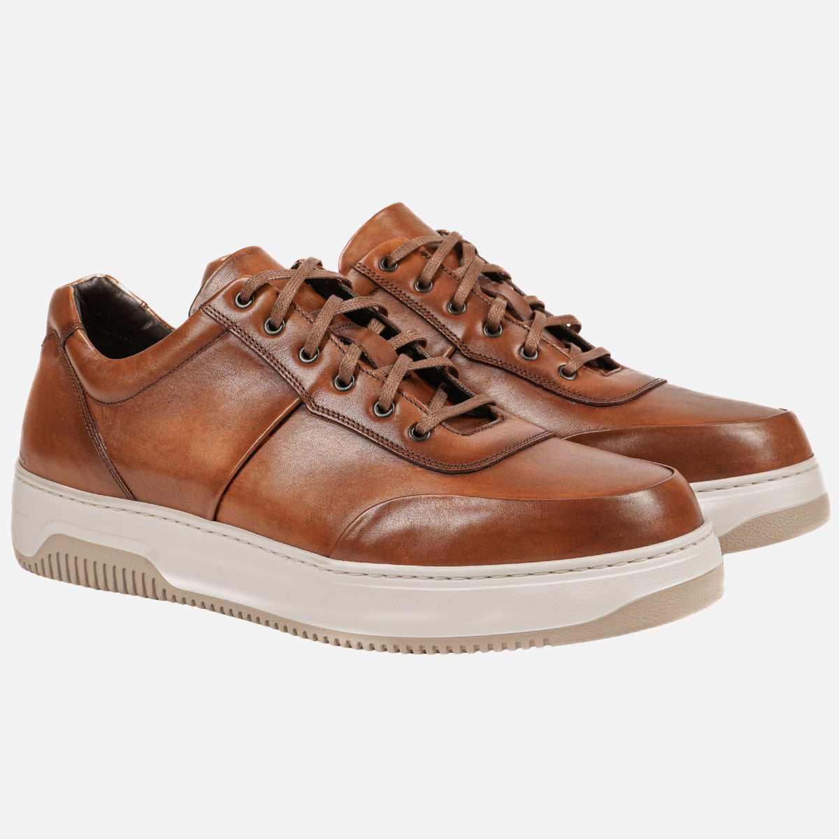 RIVES - Sneakers in pelle color marrone Cammello<BR/> RIVES -SHDCMM ROSSO FIORENTINO 