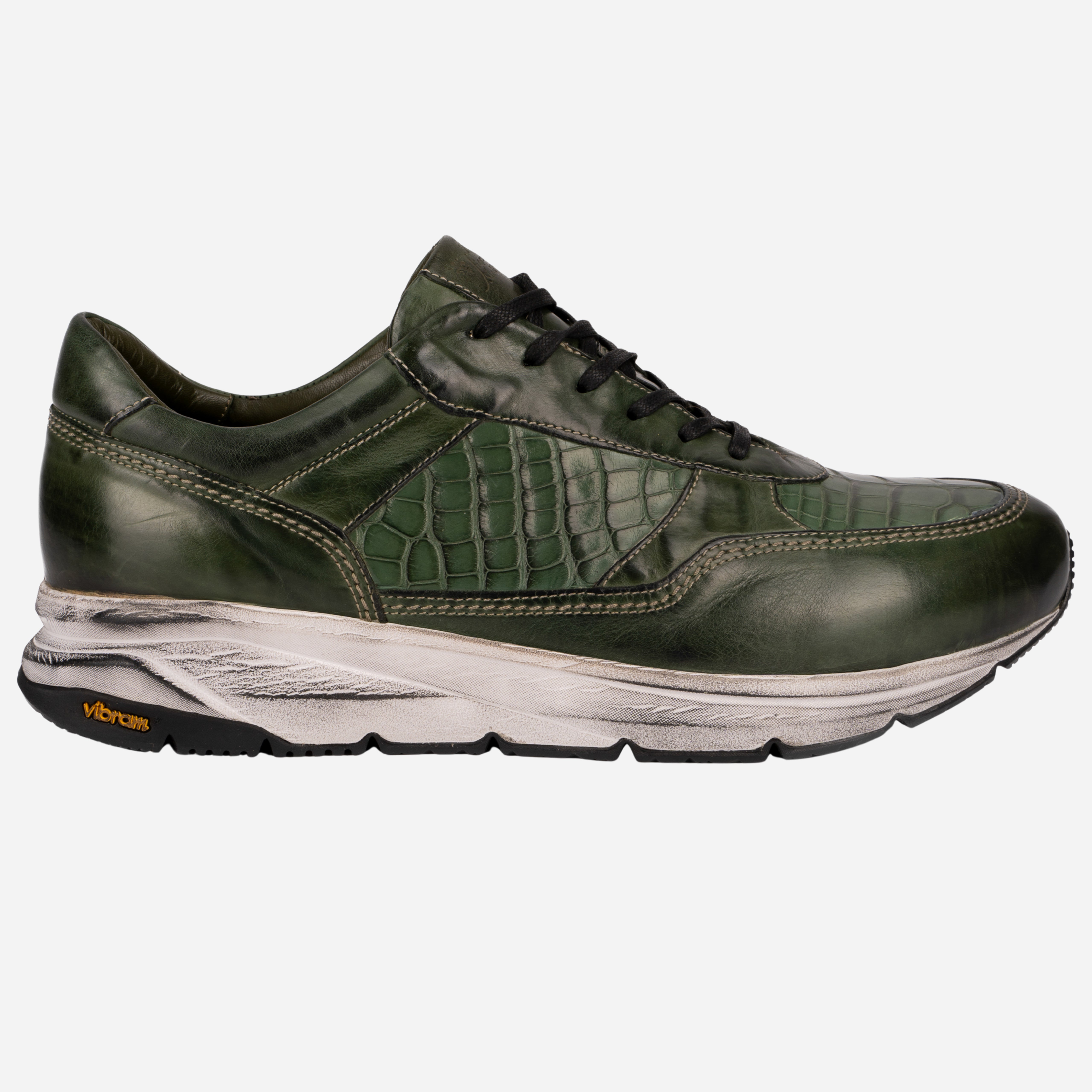 CAIANO  Sneakers in Vitello e Coccodrillo Verde