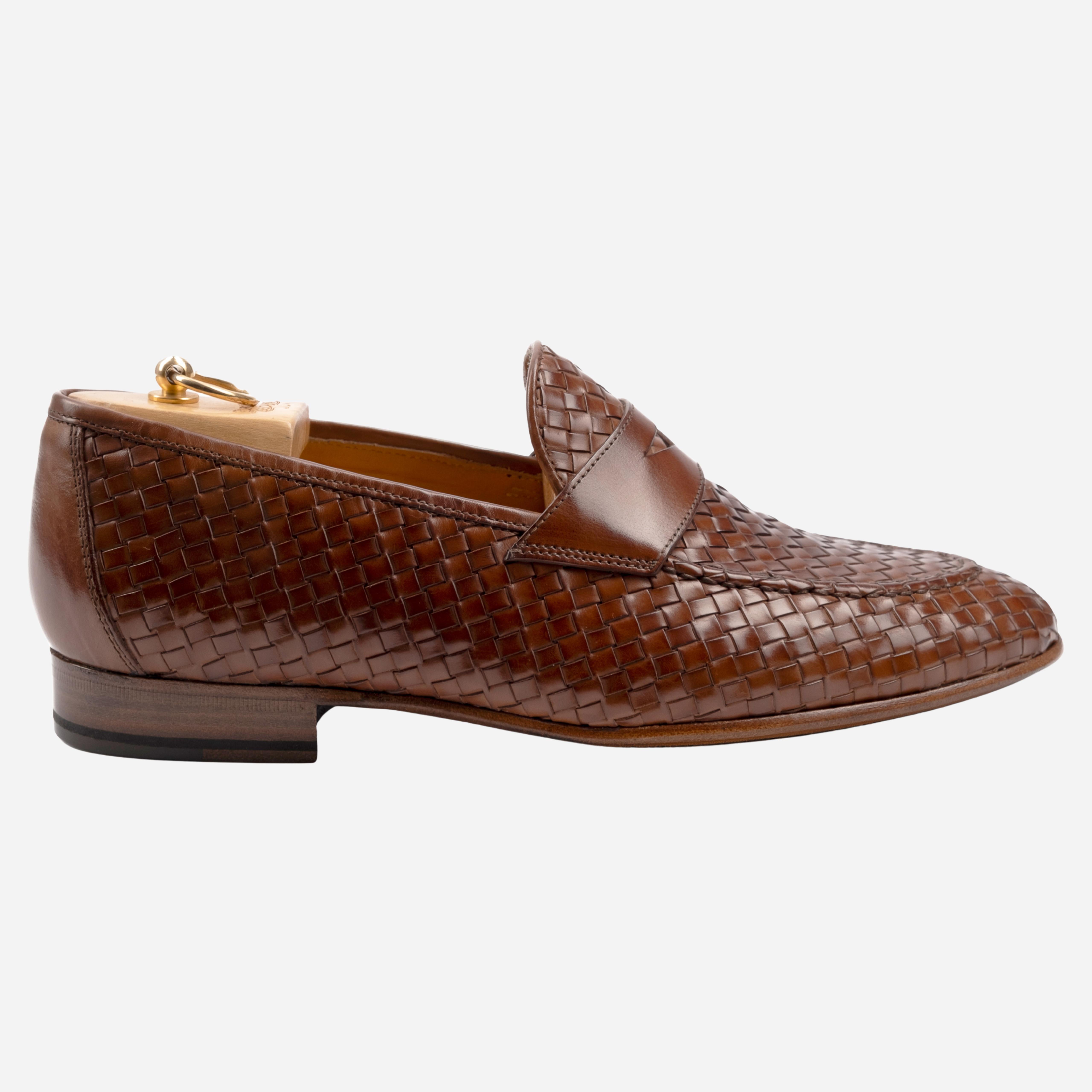 FORANO  Mocassino Loafer intrecciato Mogano FORANO -MGN CALZOLERIA TOSCANA 39 