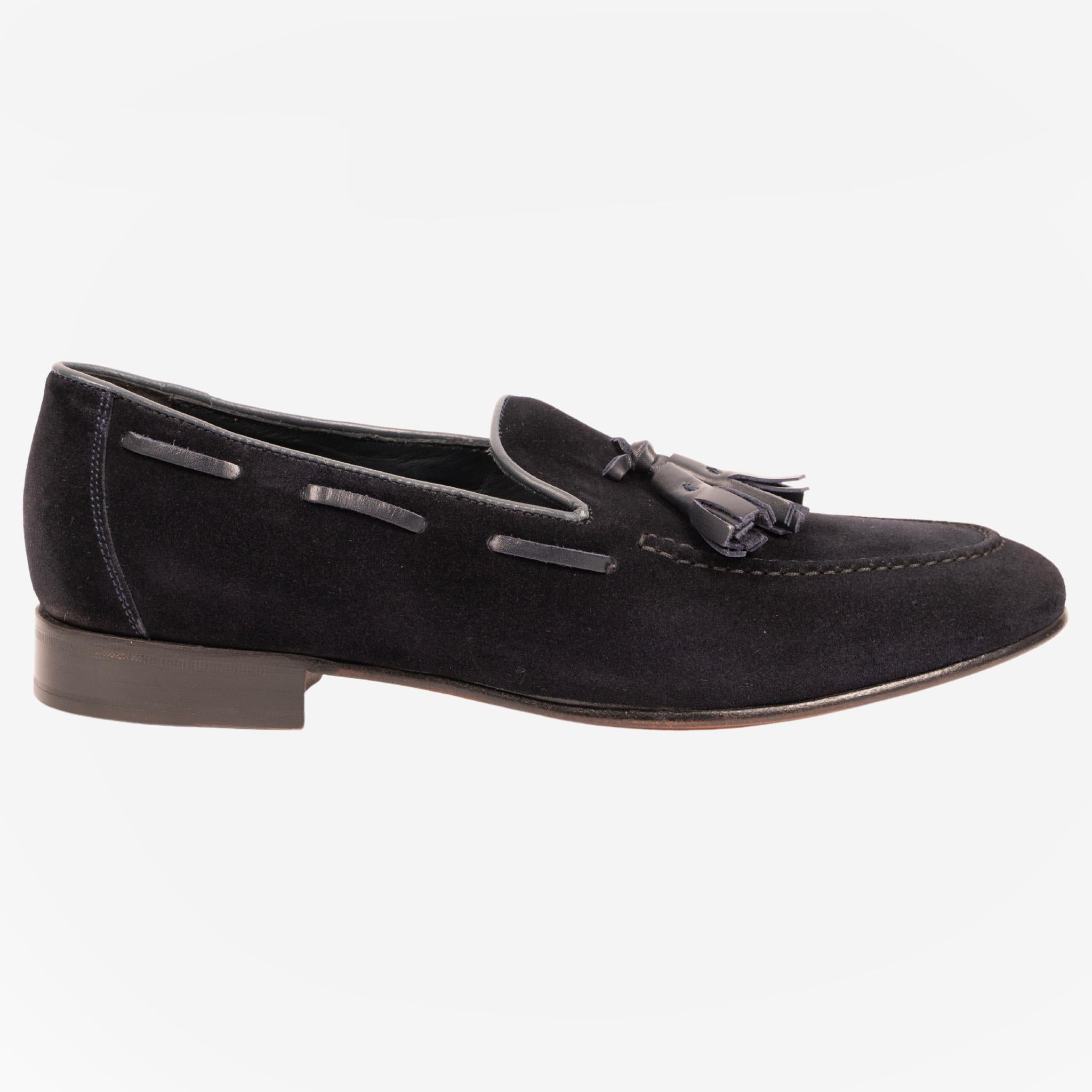 LAION - Mocassino Loafer con Nappine Scamosciato Blu<BR/><BR/> LAION -BLUBLU CALZOLERIA TOSCANA 339 
