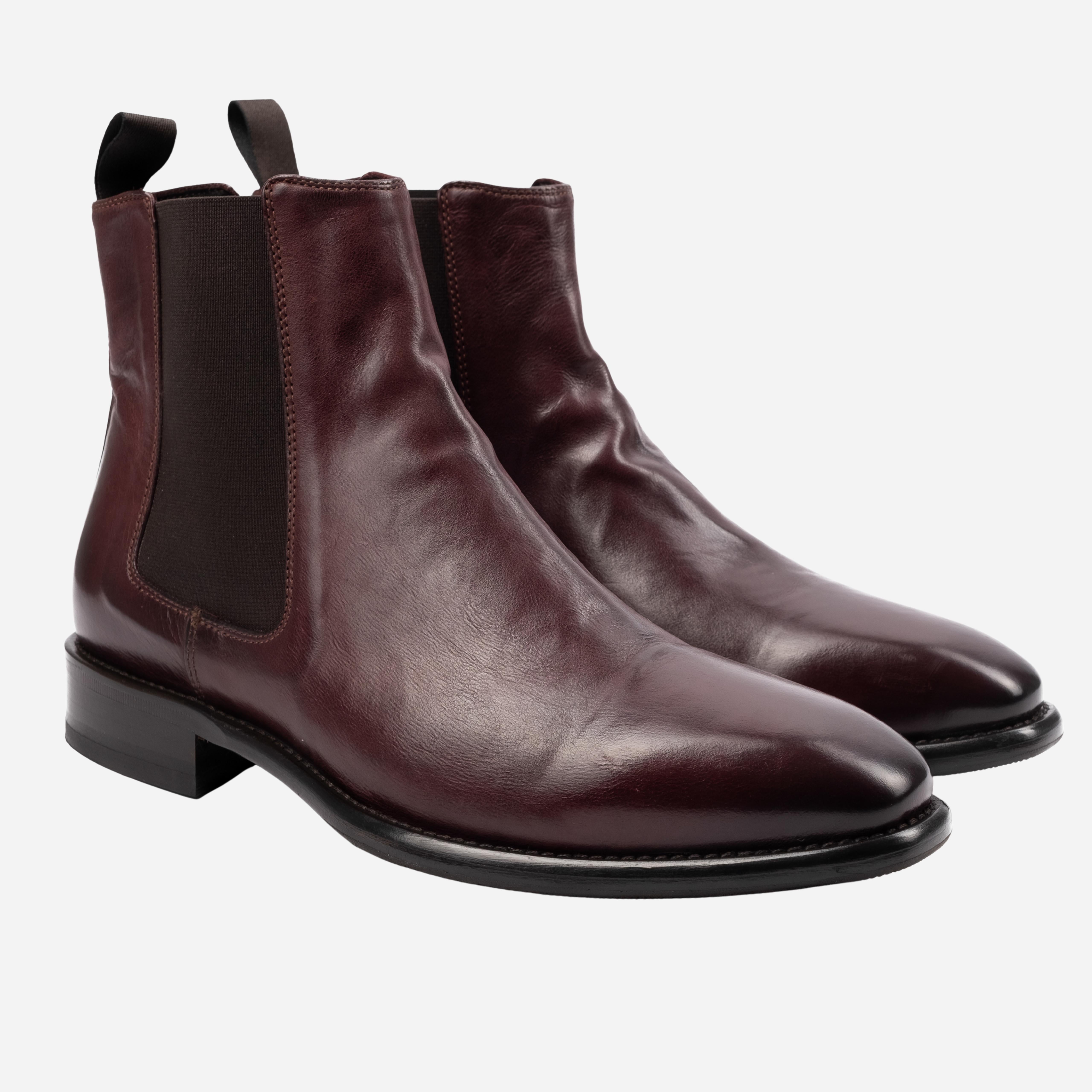 CUNEO  Stivaletto Chelsea Boot Rosso Fegato CUNEO -FGT CALZOLERIA TOSCANA 39 