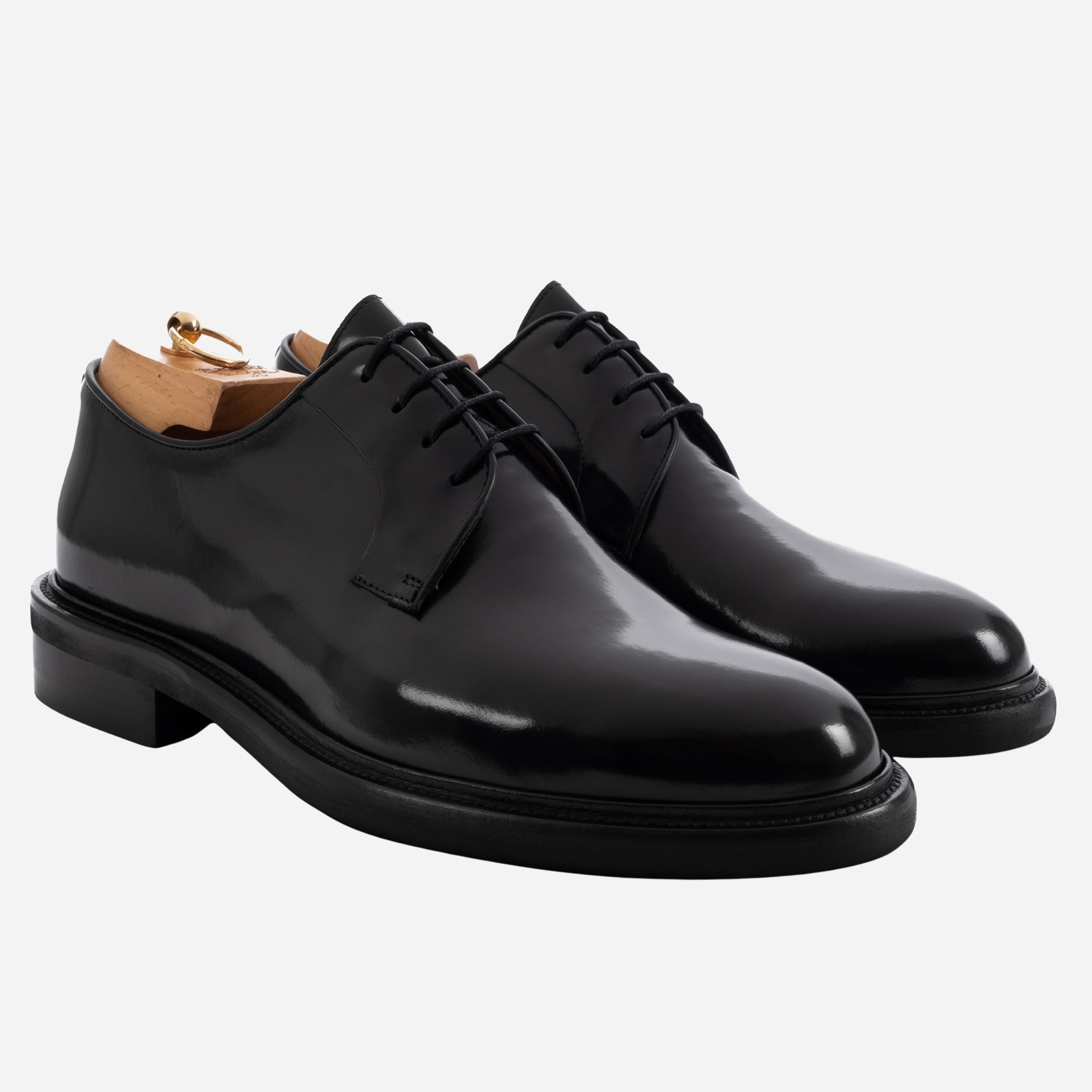 KIMON  Derby in Pelle Liscia nero<BR/> KIMON -ABRNRO CALZOLERIA TOSCANA 39 