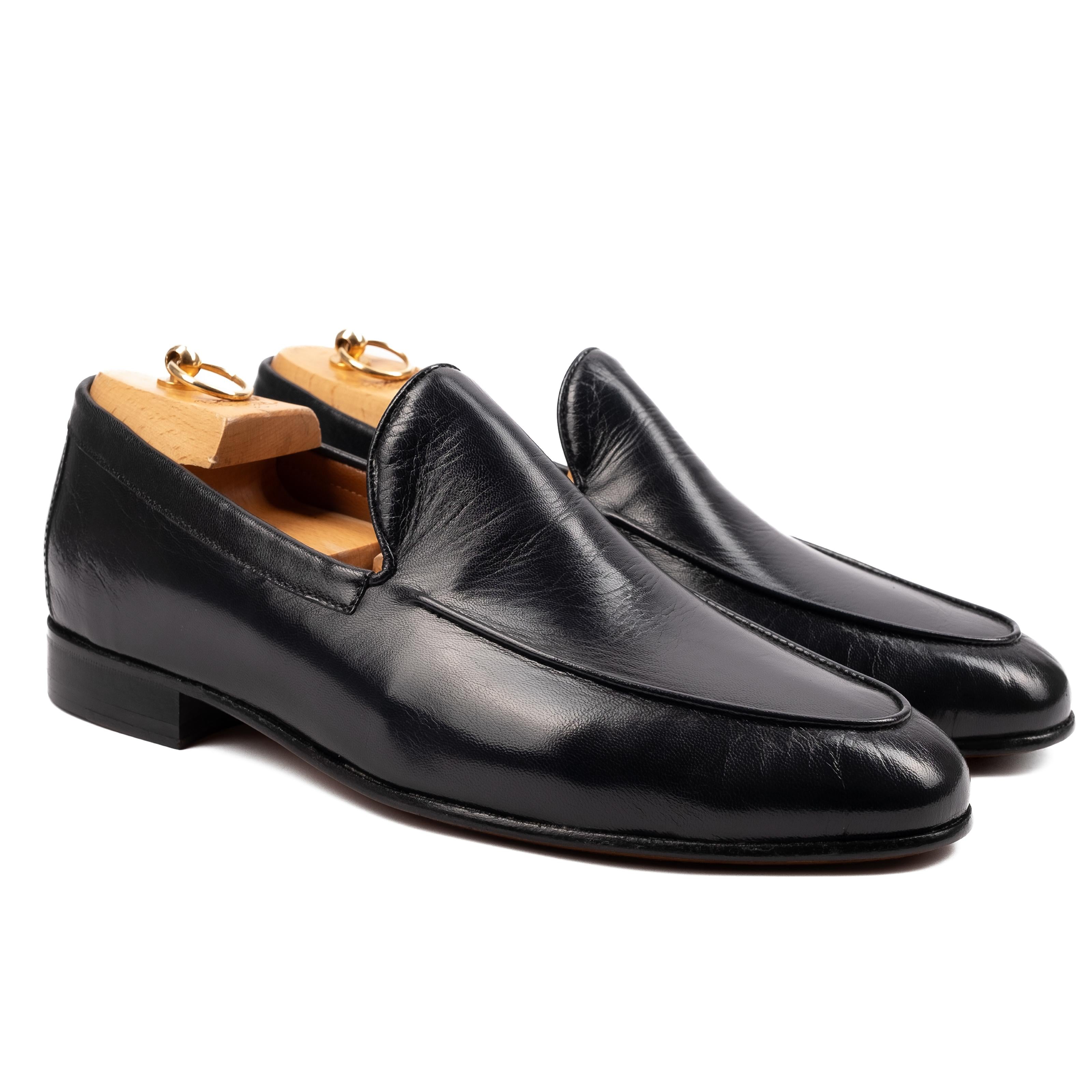 LIERNA  Mocassino Loafer in Pelle Liscia Nero<BR/> LIERNA -NRO CALZOLERIA TOSCANA 39 