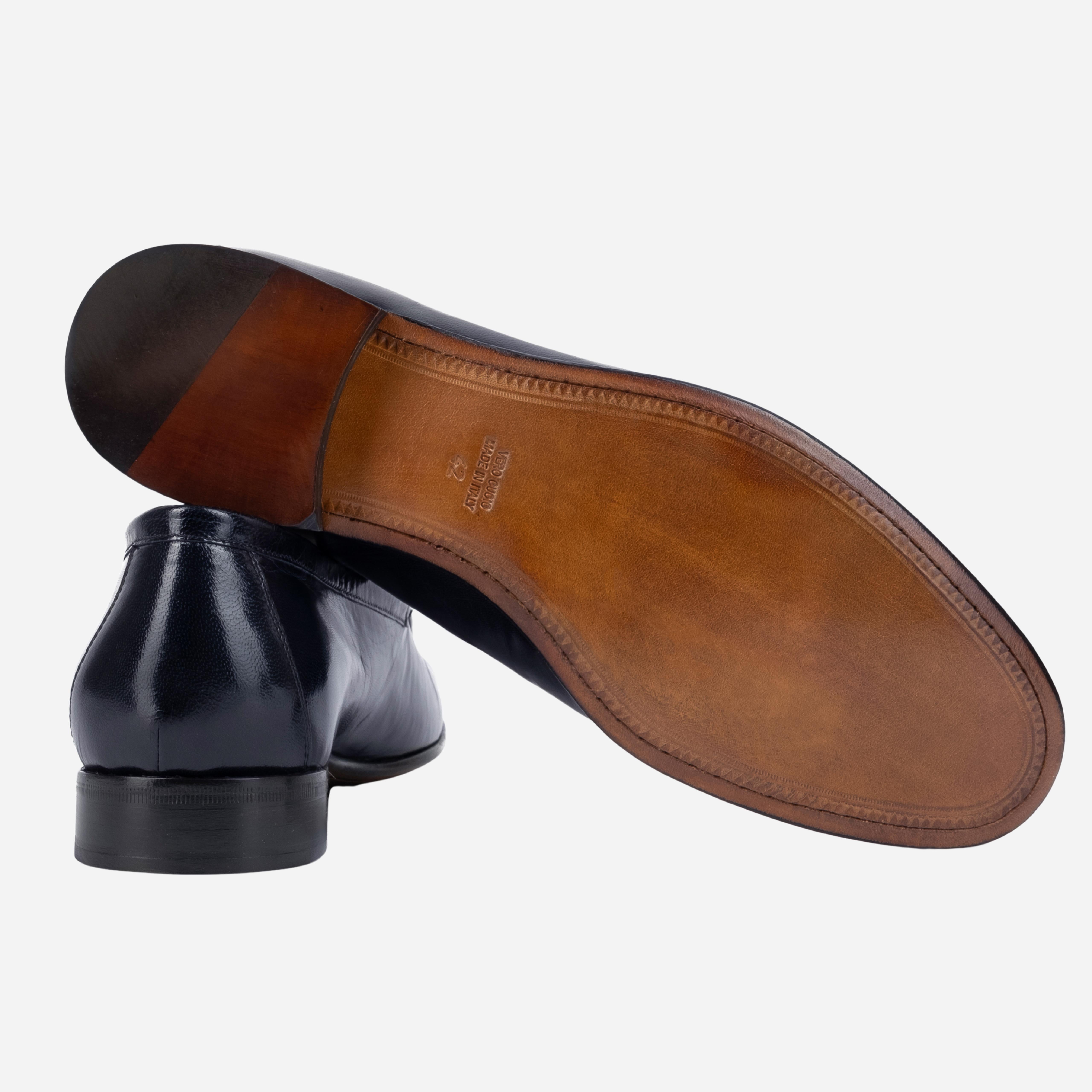 LIERNA  Mocassino Loafer in Pelle Liscia Blu LIERNA -BLU CALZOLERIA TOSCANA 39 