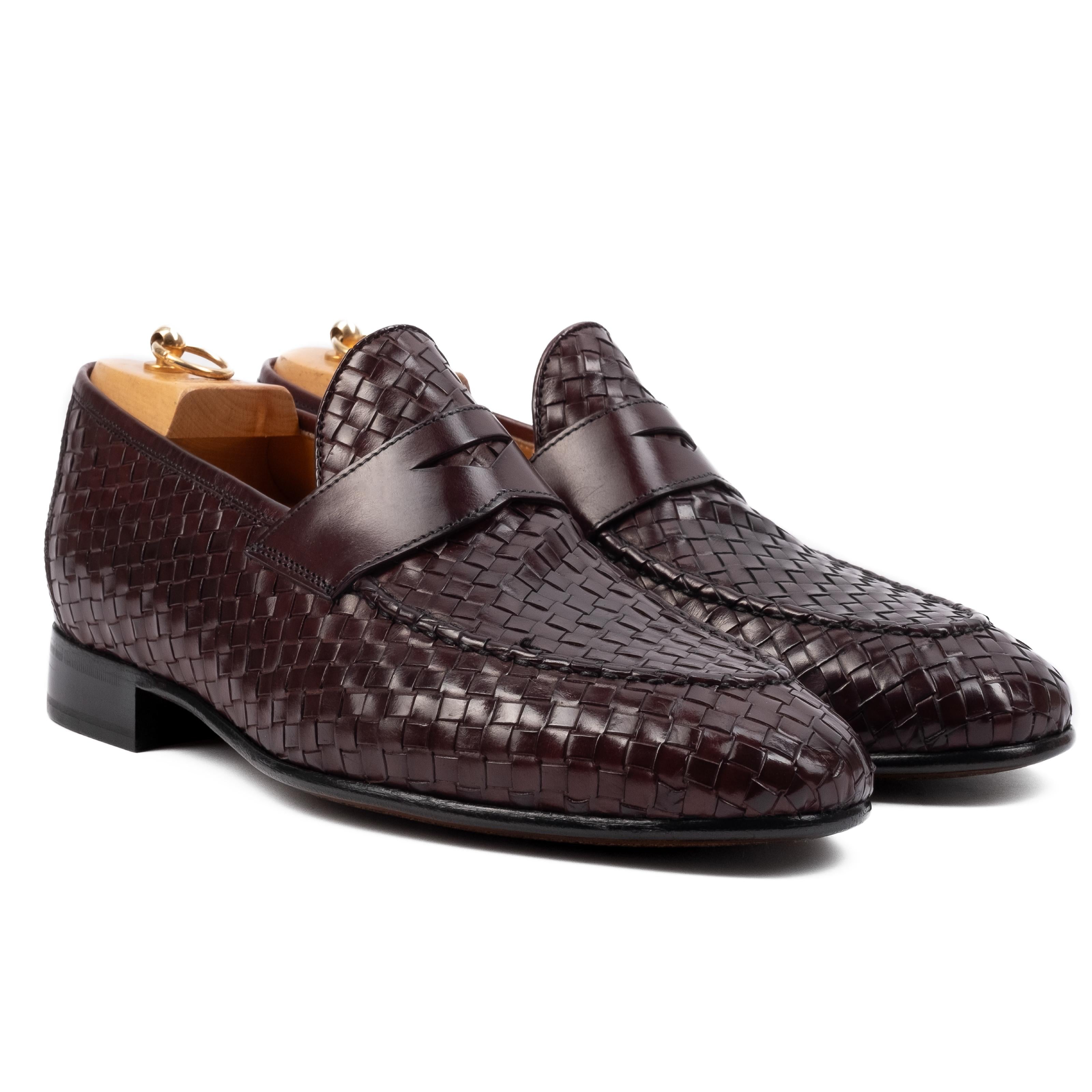FORANO  Mocassino Loafer intrecciato Bordeaux<BR/> FORANO -BRD CALZOLERIA TOSCANA 39 