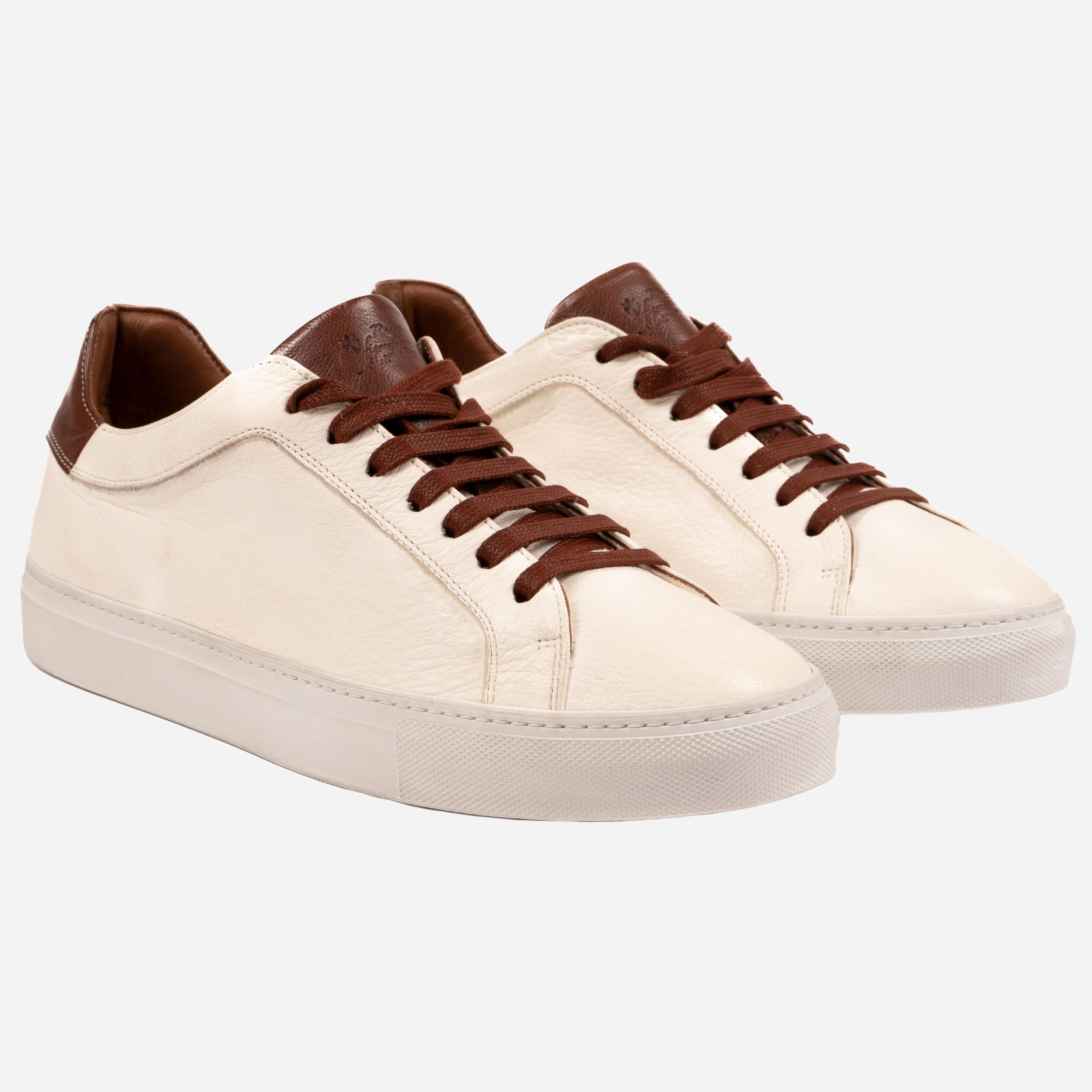 CORIO  Sneakers in Pelle Bianca e Marrone CORIO -NTRMRR ROSSO FIORENTINO 
