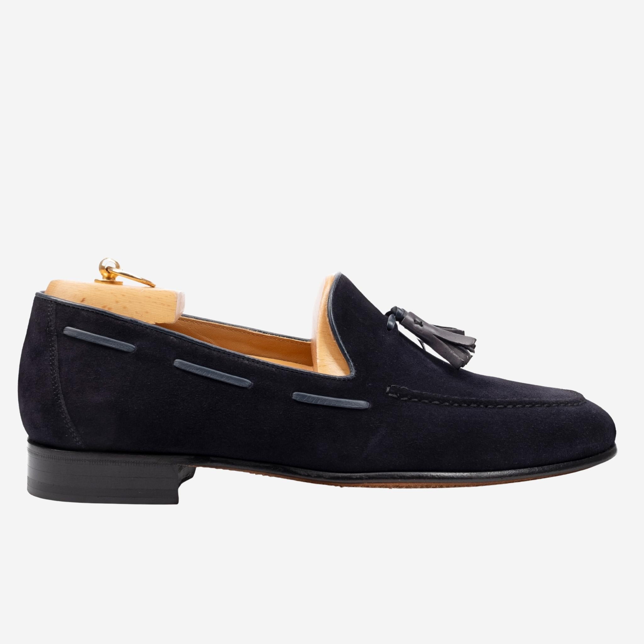 LAION  Mocassino Loafer con Nappine Scamosciato Blu<BR/><BR/> LAION -BLUBLU CALZOLERIA TOSCANA 39 