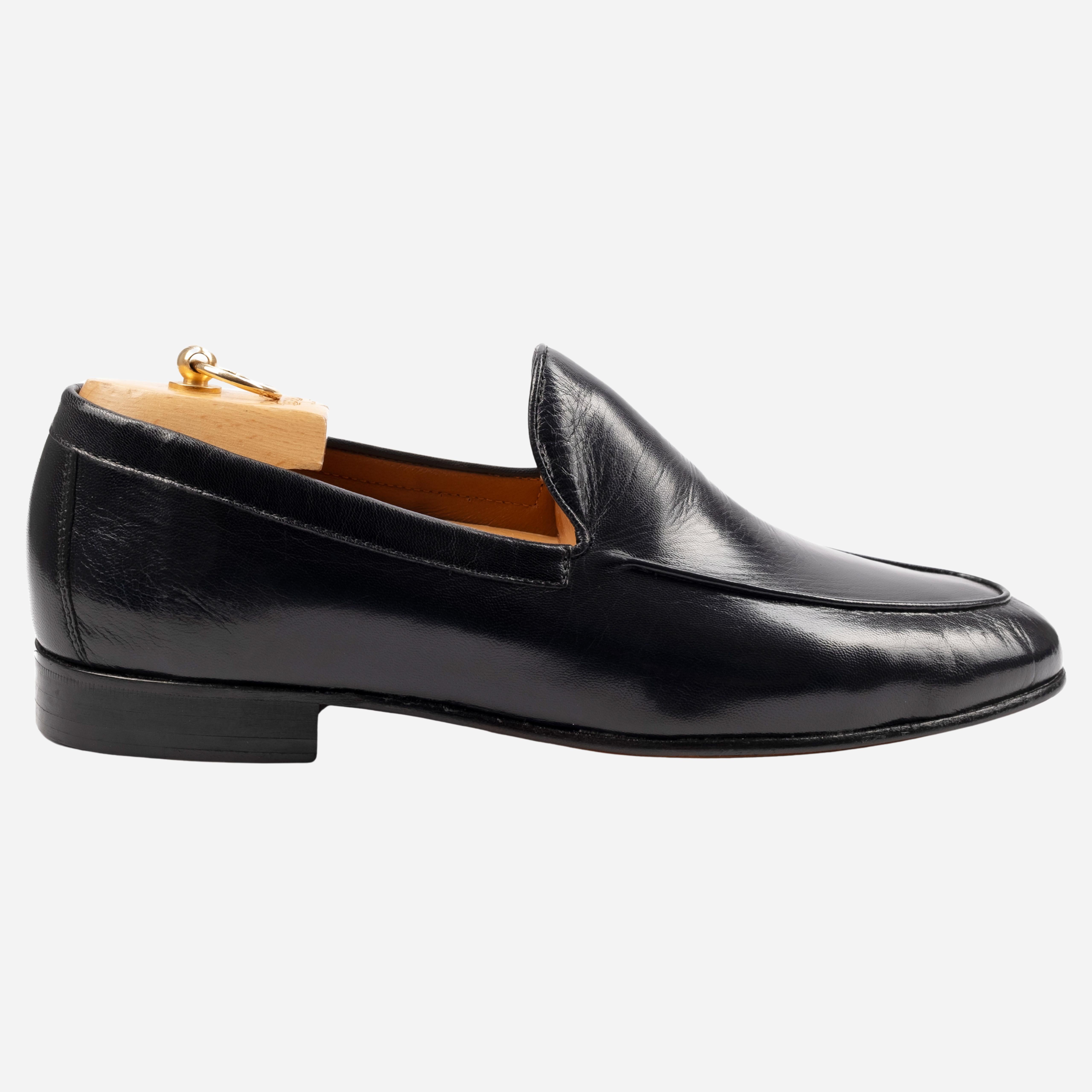 LIERNA  Mocassino Loafer in Pelle Liscia Nero<BR/> LIERNA -NRO CALZOLERIA TOSCANA 39 