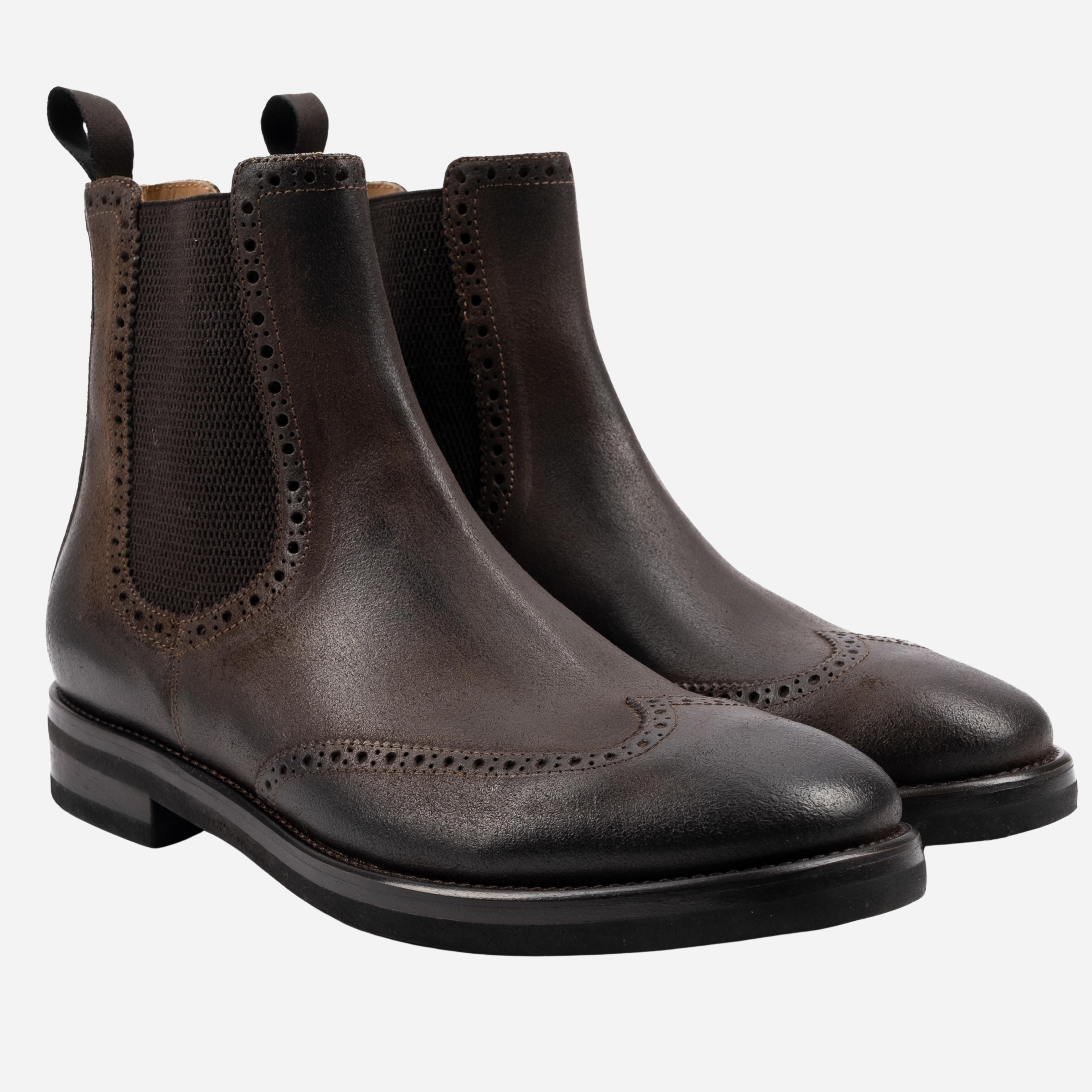 TARZO  Chelsea Boot Marrone rovinato<BR/> TARZO -WAXTDM CALZOLERIA TOSCANA 39 