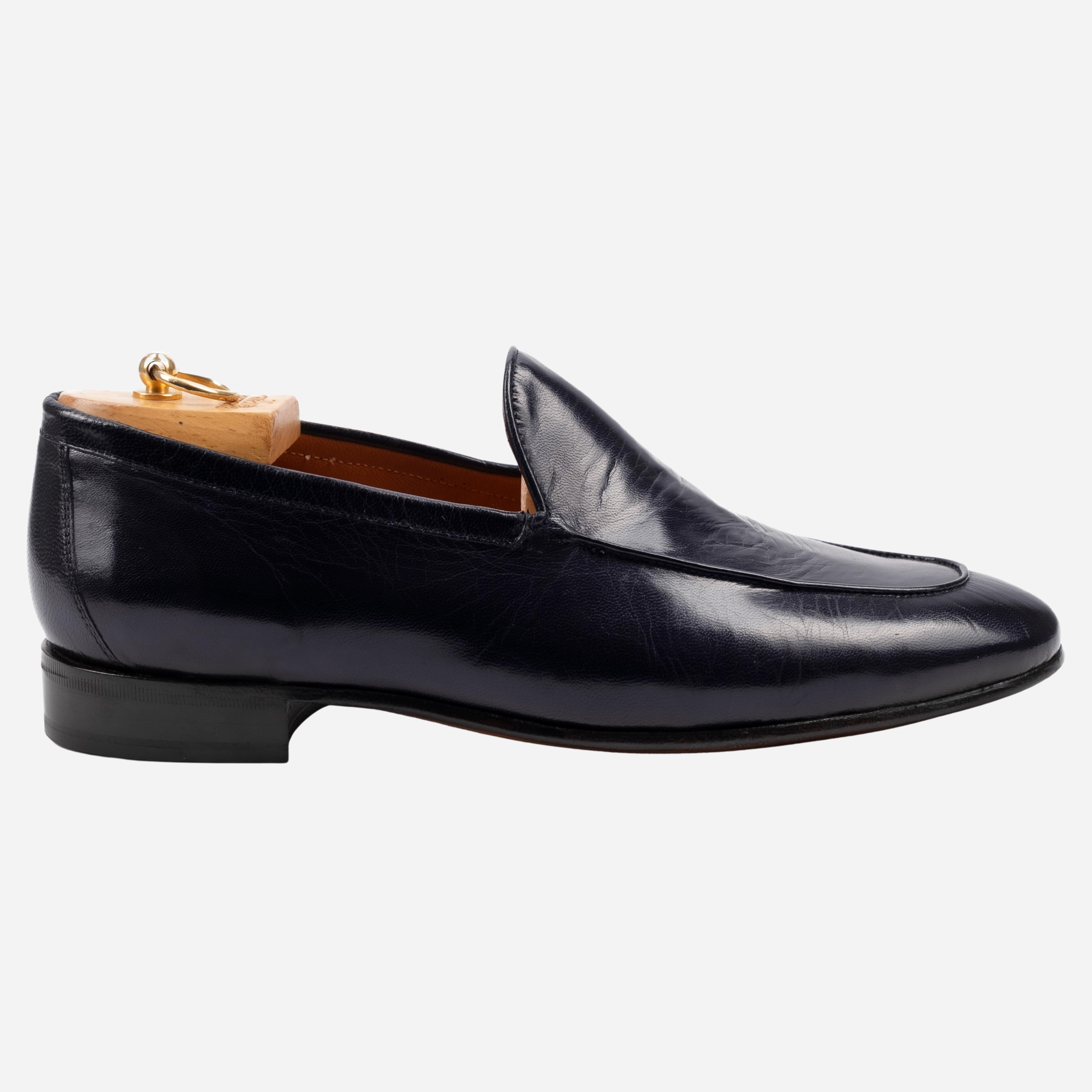 LIERNA  Mocassino Loafer in Pelle Liscia Blu LIERNA -BLU CALZOLERIA TOSCANA 39 