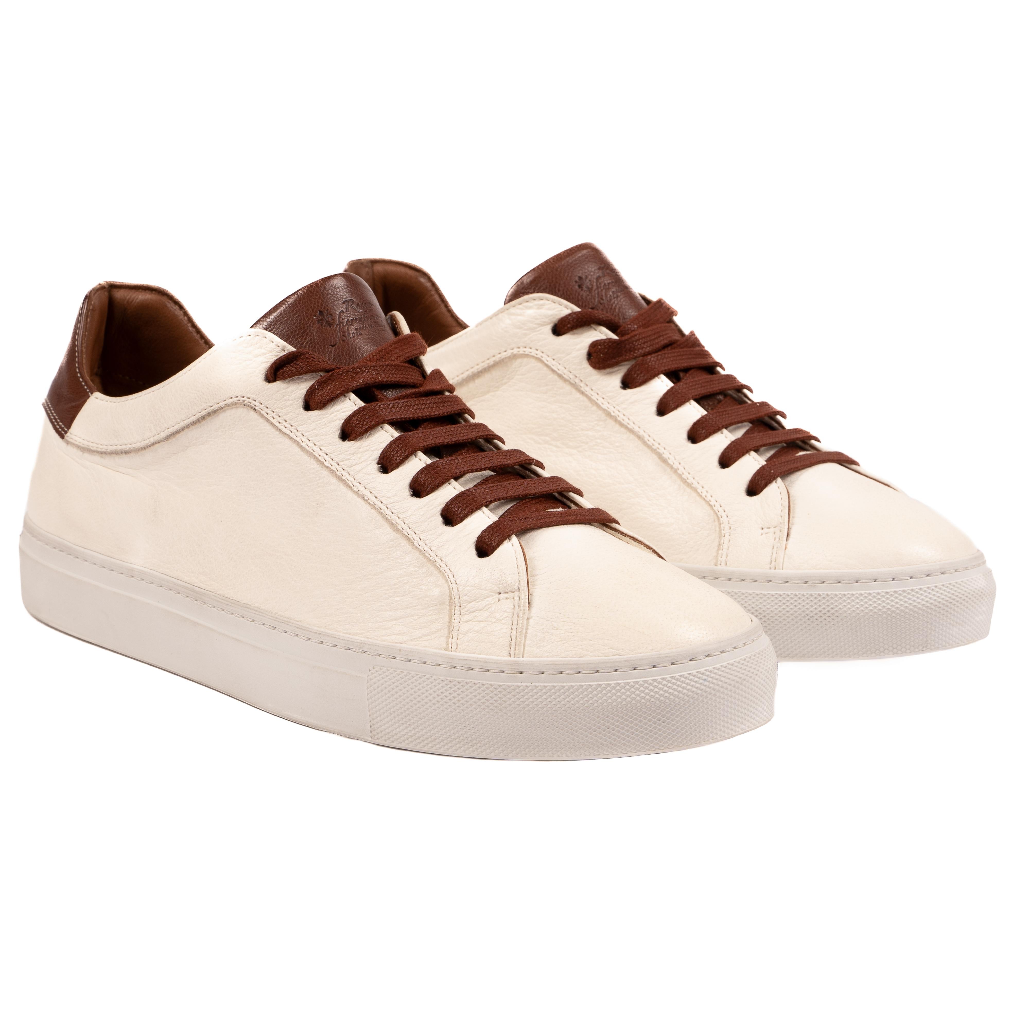 CORIO  Sneakers in Pelle Bianca e Marrone CORIO -NTRMRR ROSSO FIORENTINO 