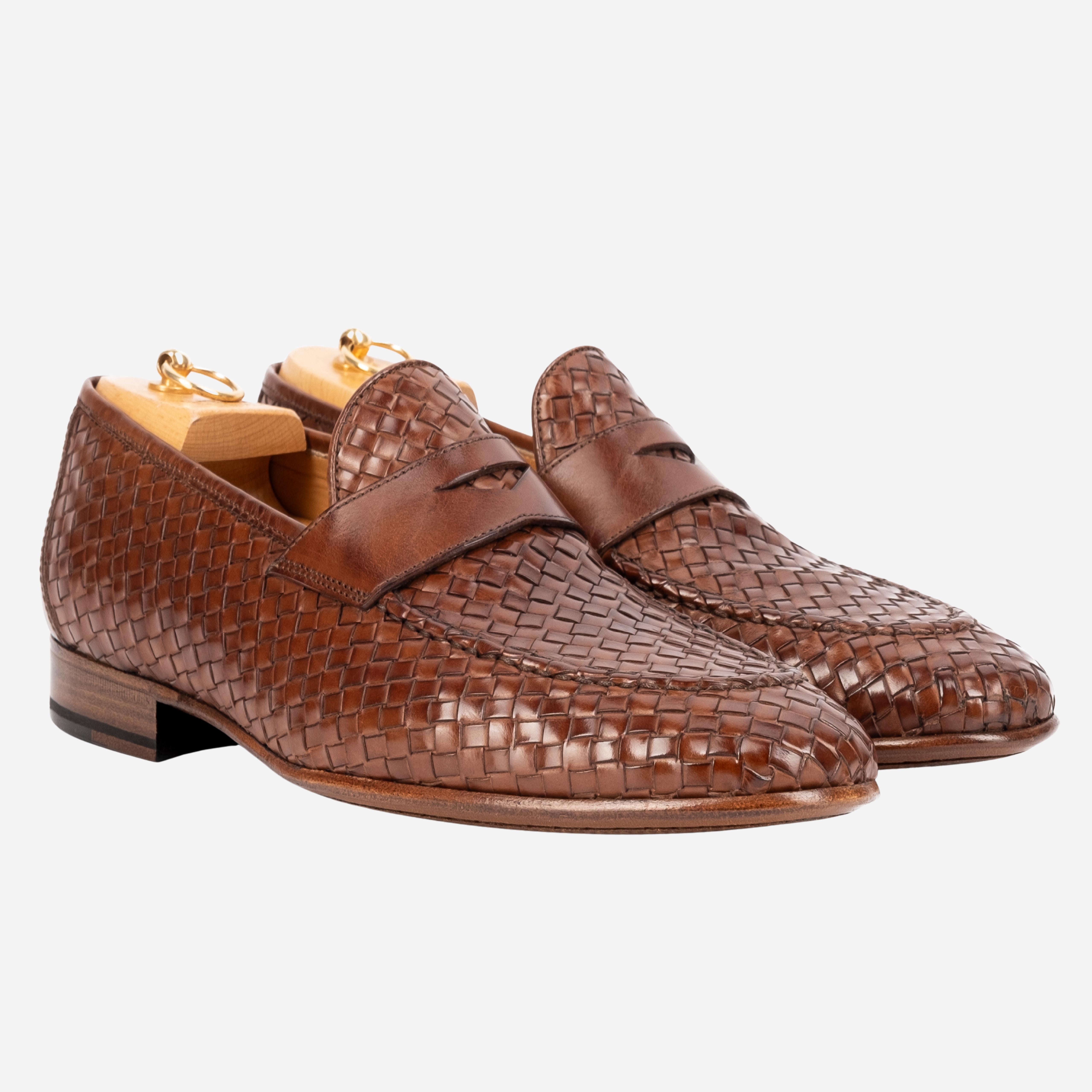 FORANO  Mocassino Loafer intrecciato Mogano FORANO -MGN CALZOLERIA TOSCANA 39 