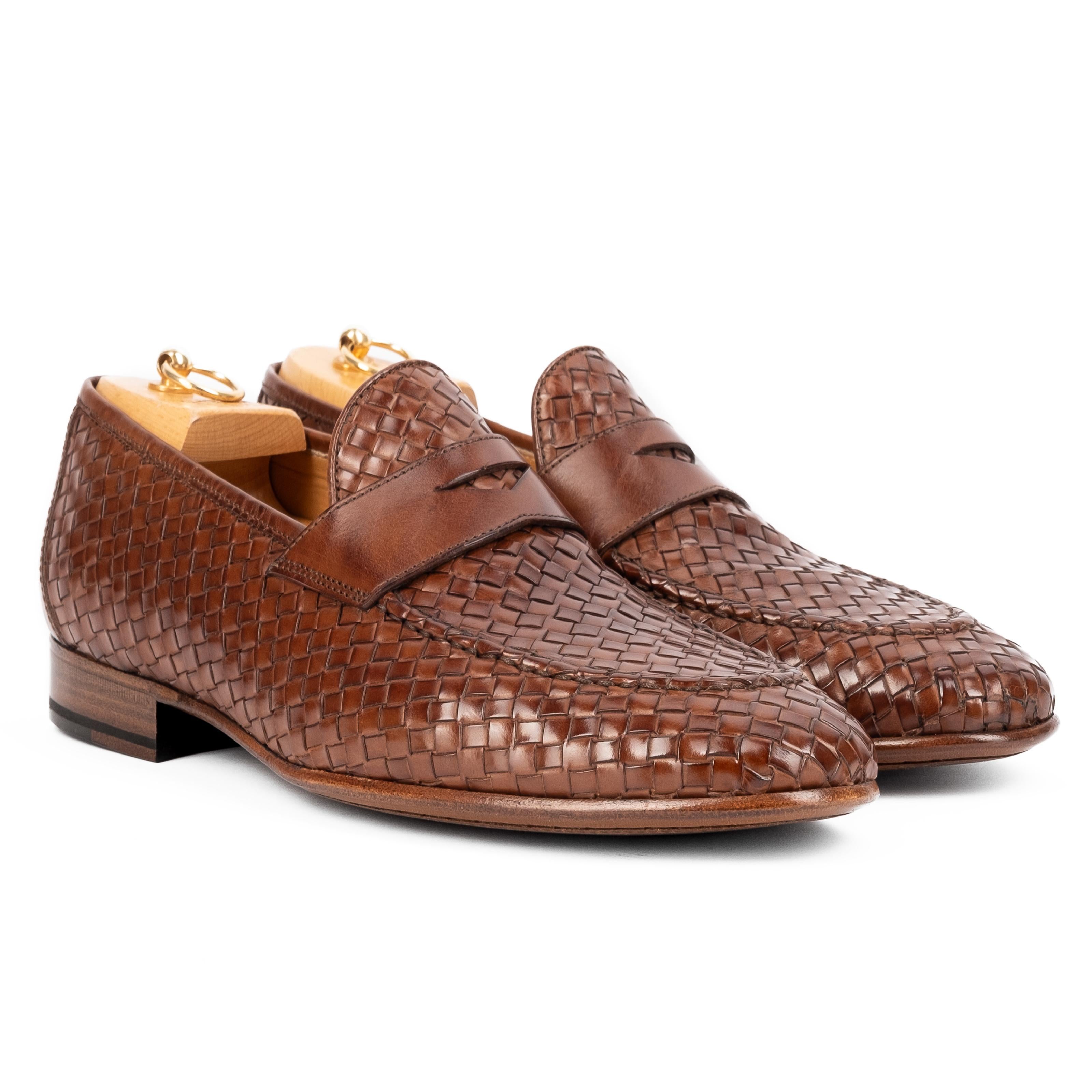 FORANO  Mocassino Loafer intrecciato Mogano FORANO -MGN CALZOLERIA TOSCANA 39 