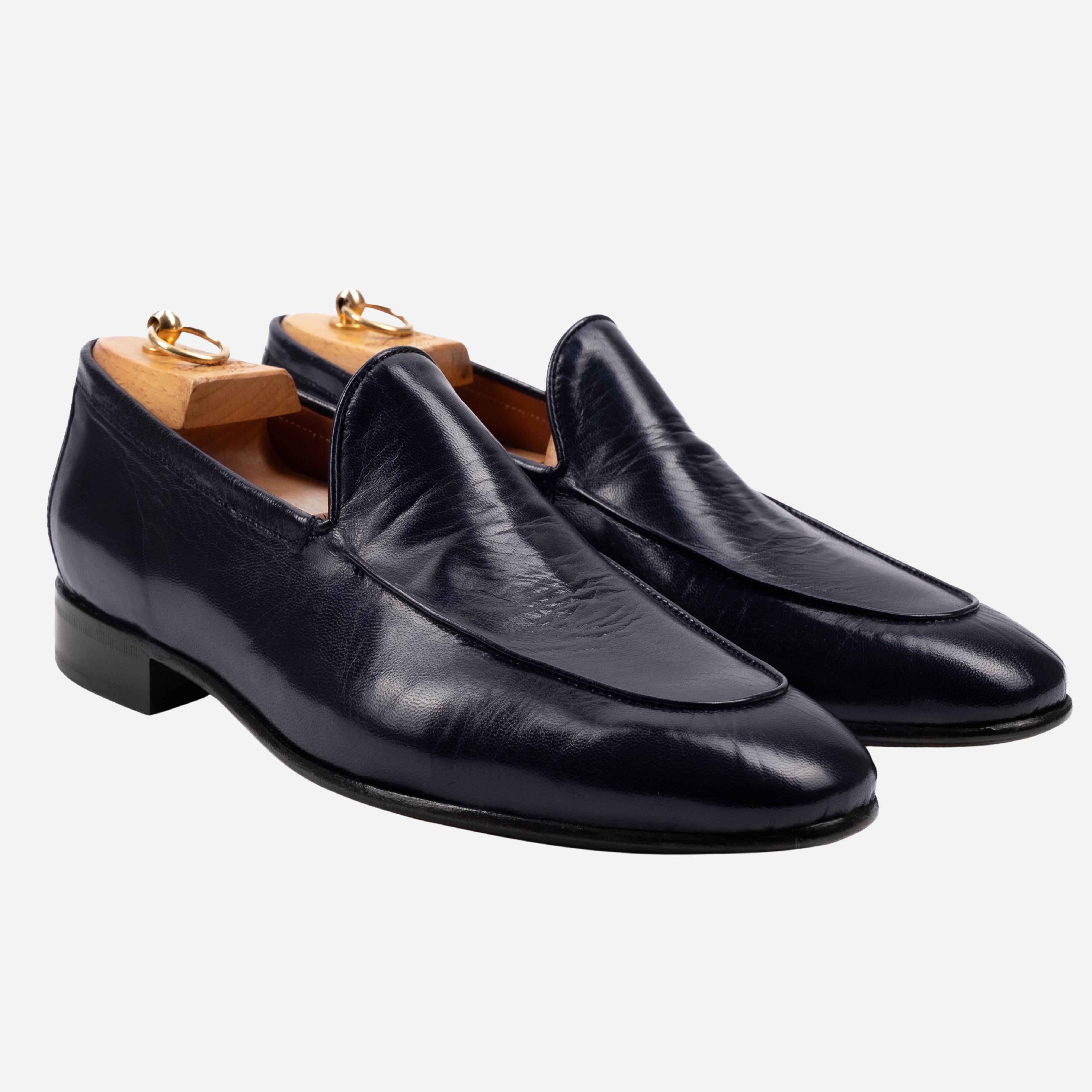 LIERNA  Mocassino Loafer in Pelle Liscia Blu LIERNA -BLU CALZOLERIA TOSCANA 39 