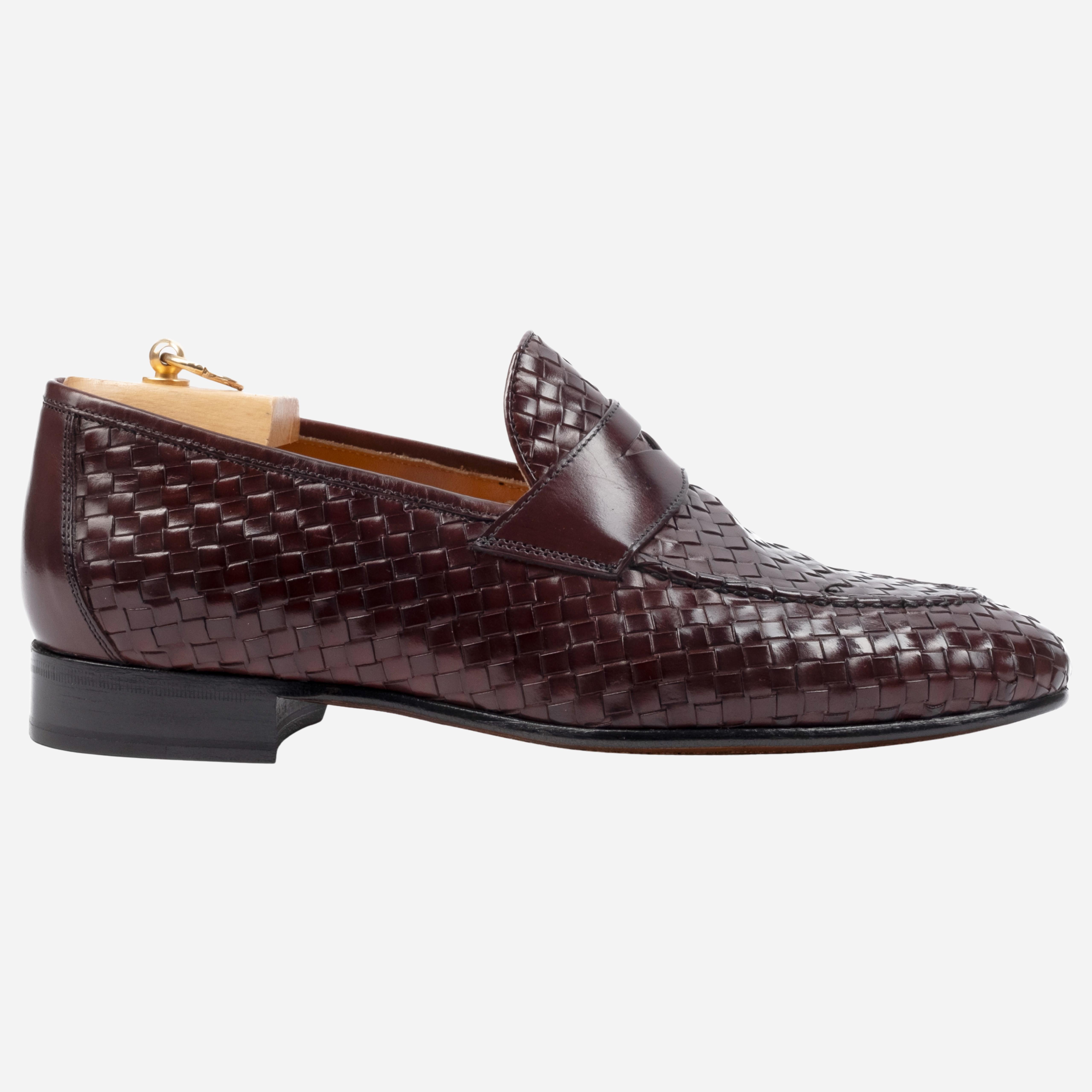 FORANO  Mocassino Loafer intrecciato Bordeaux<BR/> FORANO -BRD CALZOLERIA TOSCANA 39 