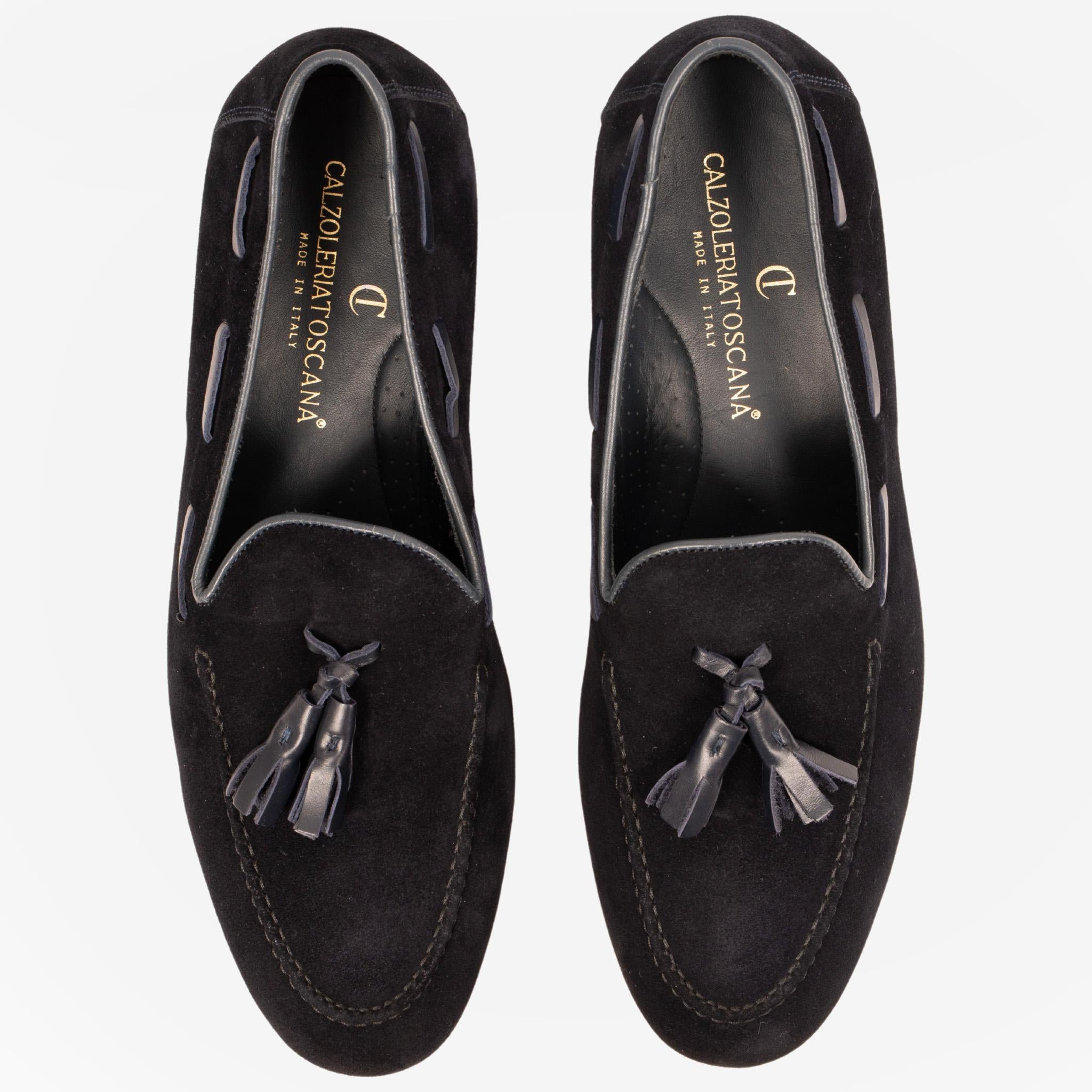 LAION - Mocassino Loafer con Nappine Scamosciato Blu<BR/><BR/> LAION -BLUBLU CALZOLERIA TOSCANA 339 
