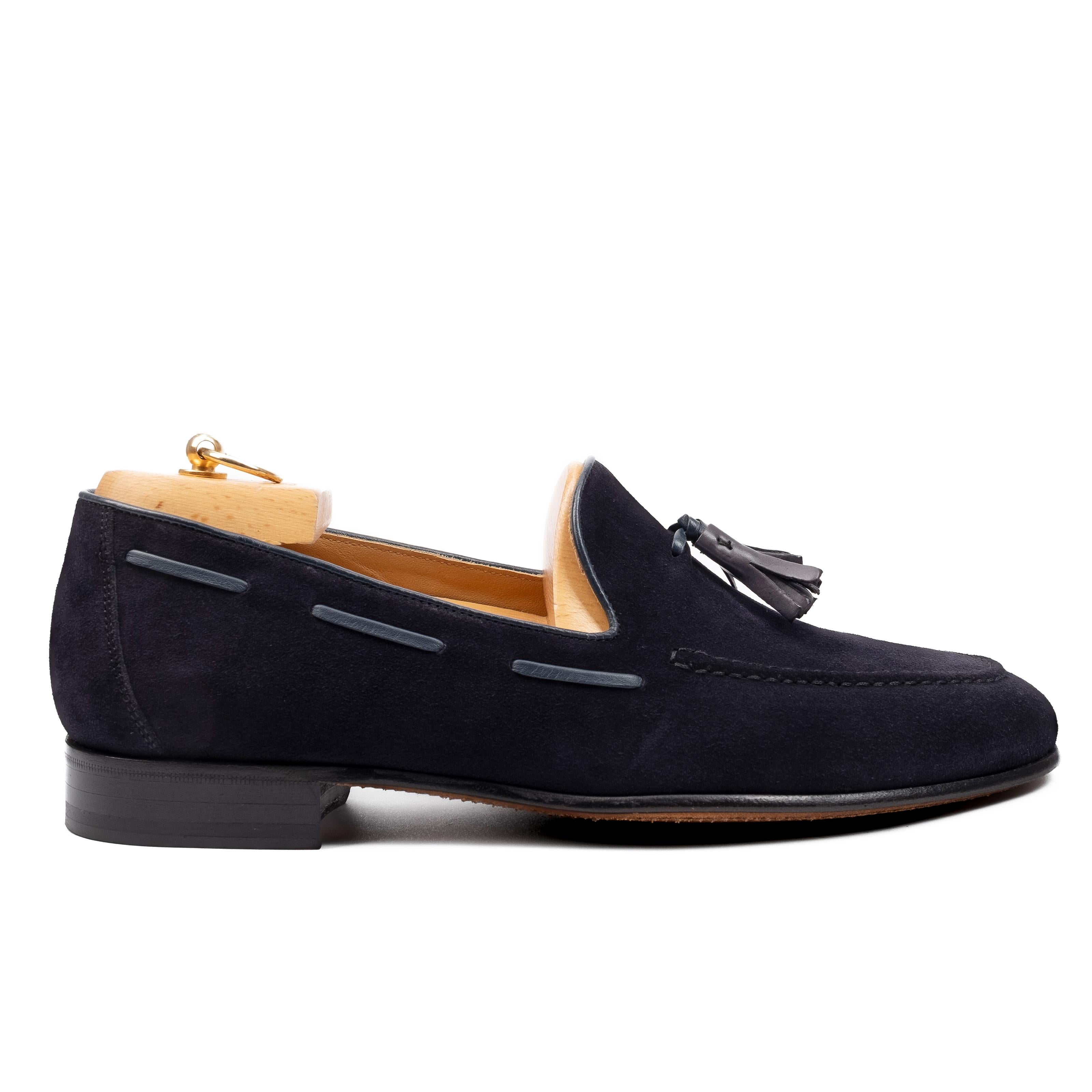LAION  Mocassino Loafer con Nappine Scamosciato Blu<BR/><BR/> LAION -BLUBLU CALZOLERIA TOSCANA 39 