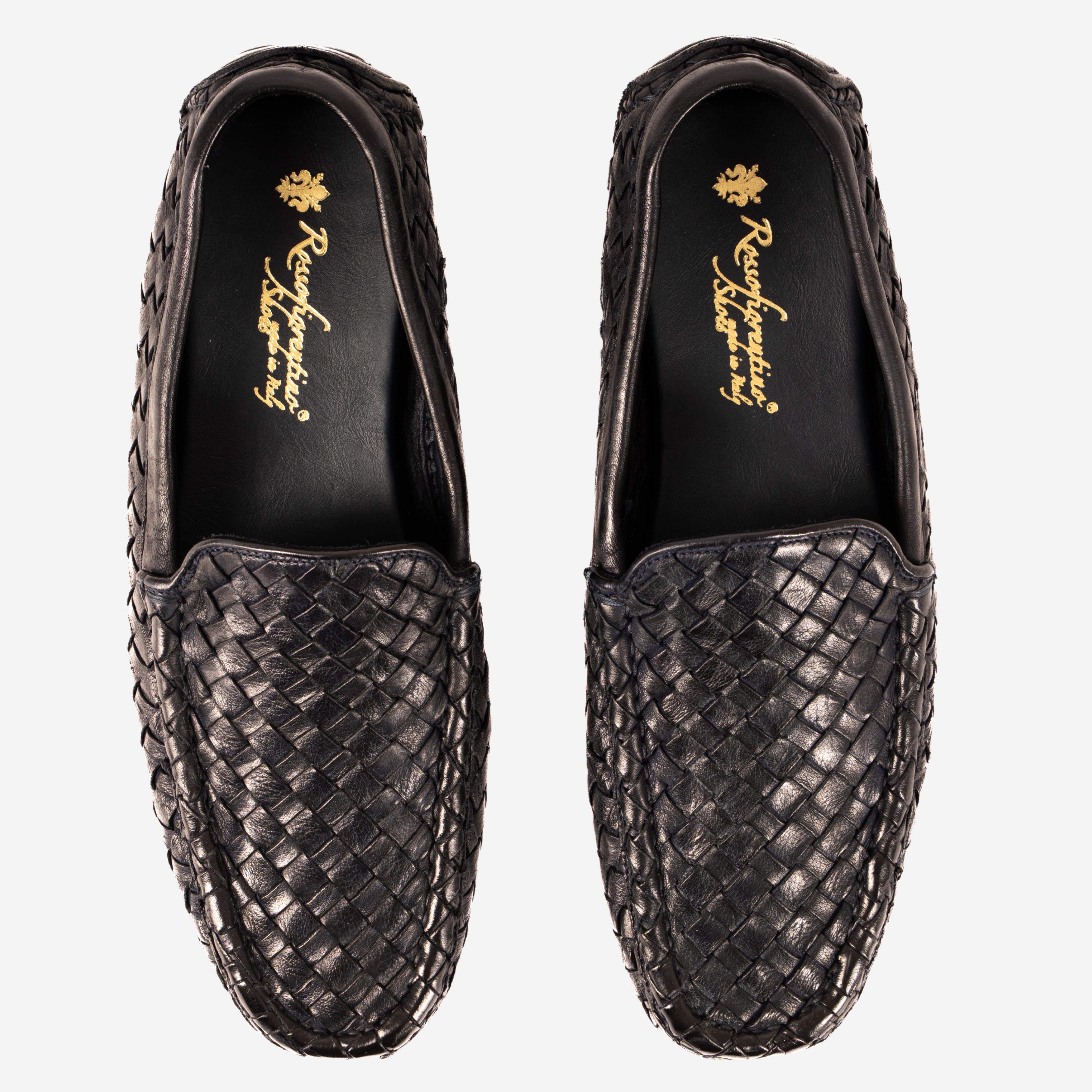 TIVOLI  Mocassino Intrecciato Blu<BR/> TIVOLI -BLU ROSSO FIORENTINO 